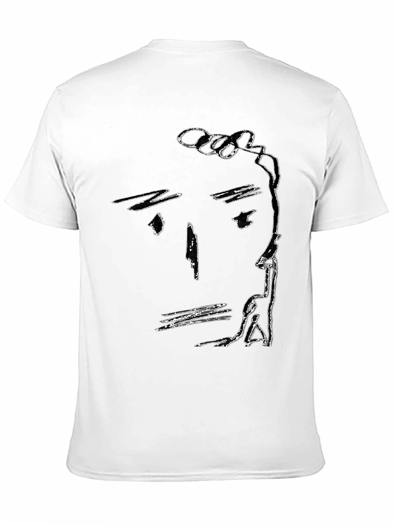 Black Abstract Face Black T-Shirt, Minimalist Art Tee view 11
