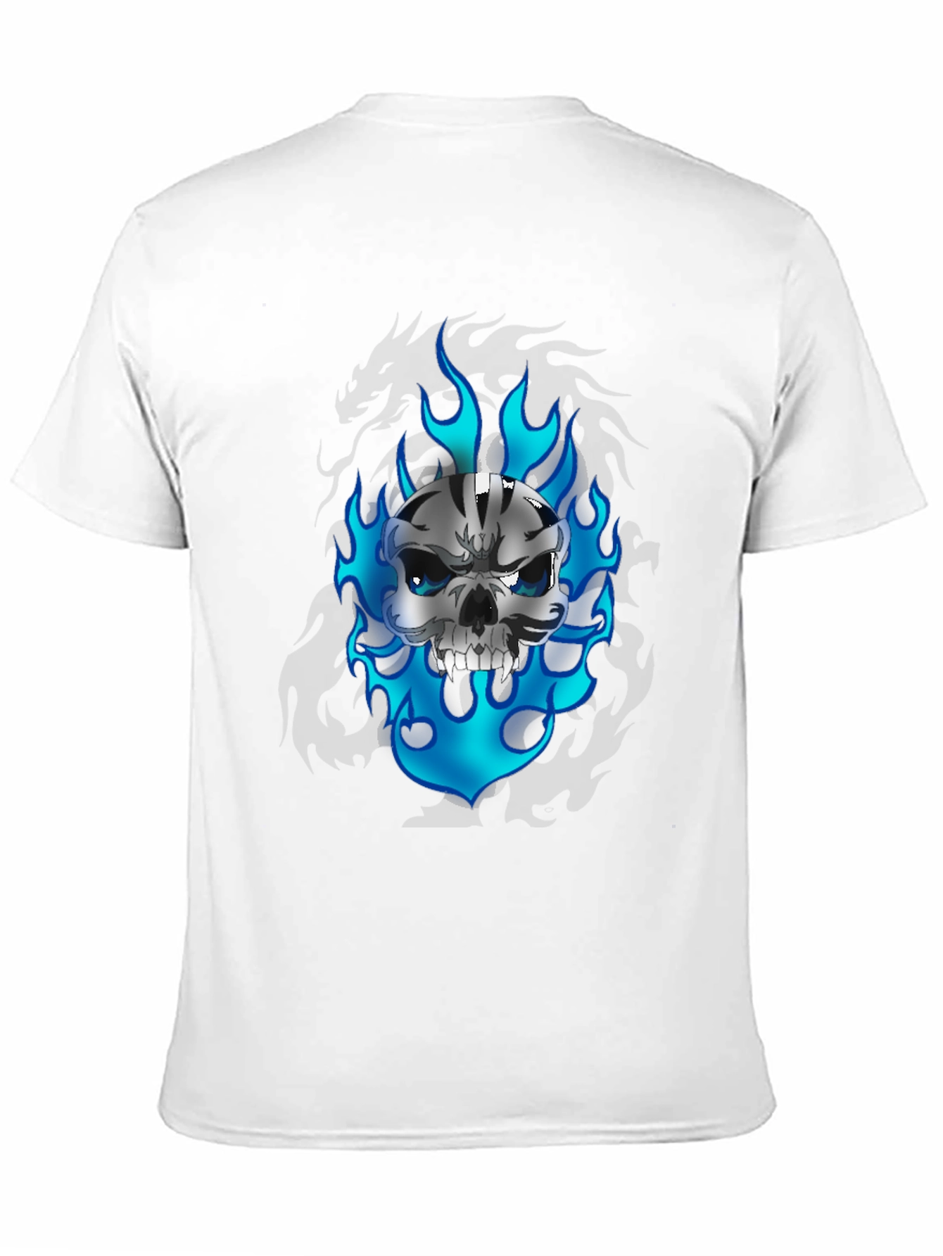 Black Skull and Flames Graphic Tee view 11
