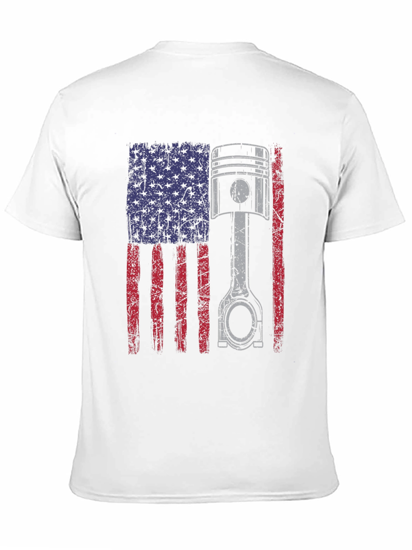 Black American Flag Piston T-Shirt - Automotive Enthusiast Apparel view 11