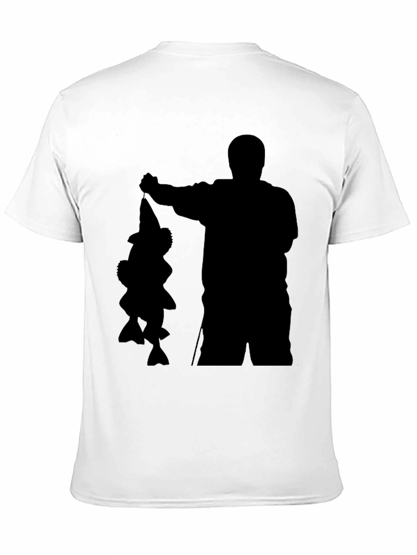 Black Fisherman Silhouette Graphic Tee - Black Cotton Blend Shirt view 11