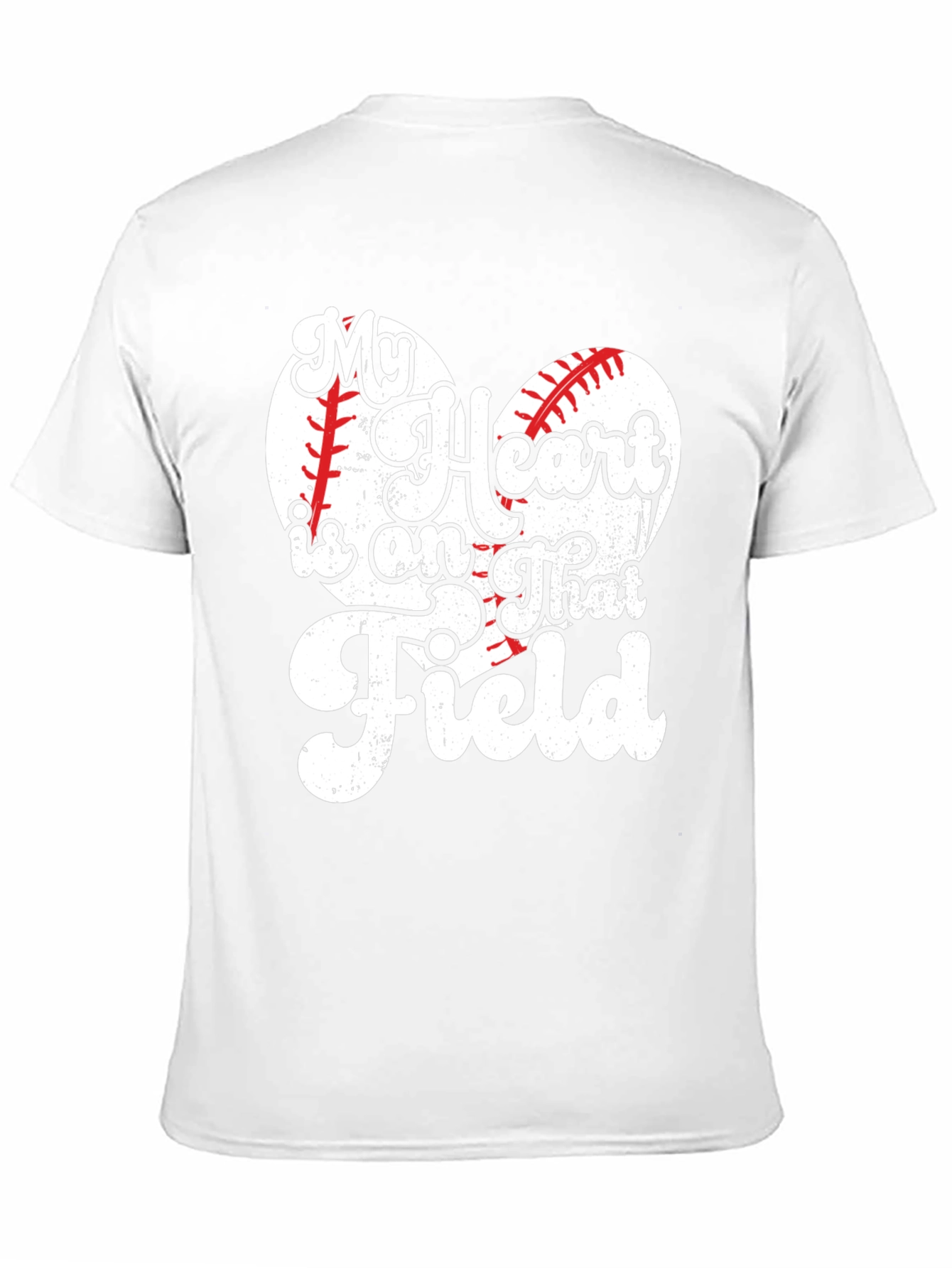 Black Baseball Heart T-Shirt - My Heart is on That Field view 11