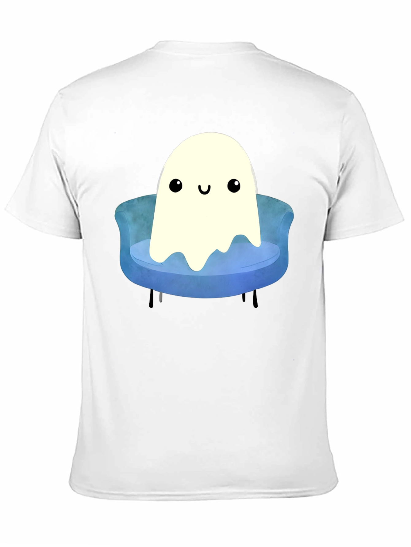 Black Cute Ghost on Couch T-Shirt - Spooky Season Apparel view 11