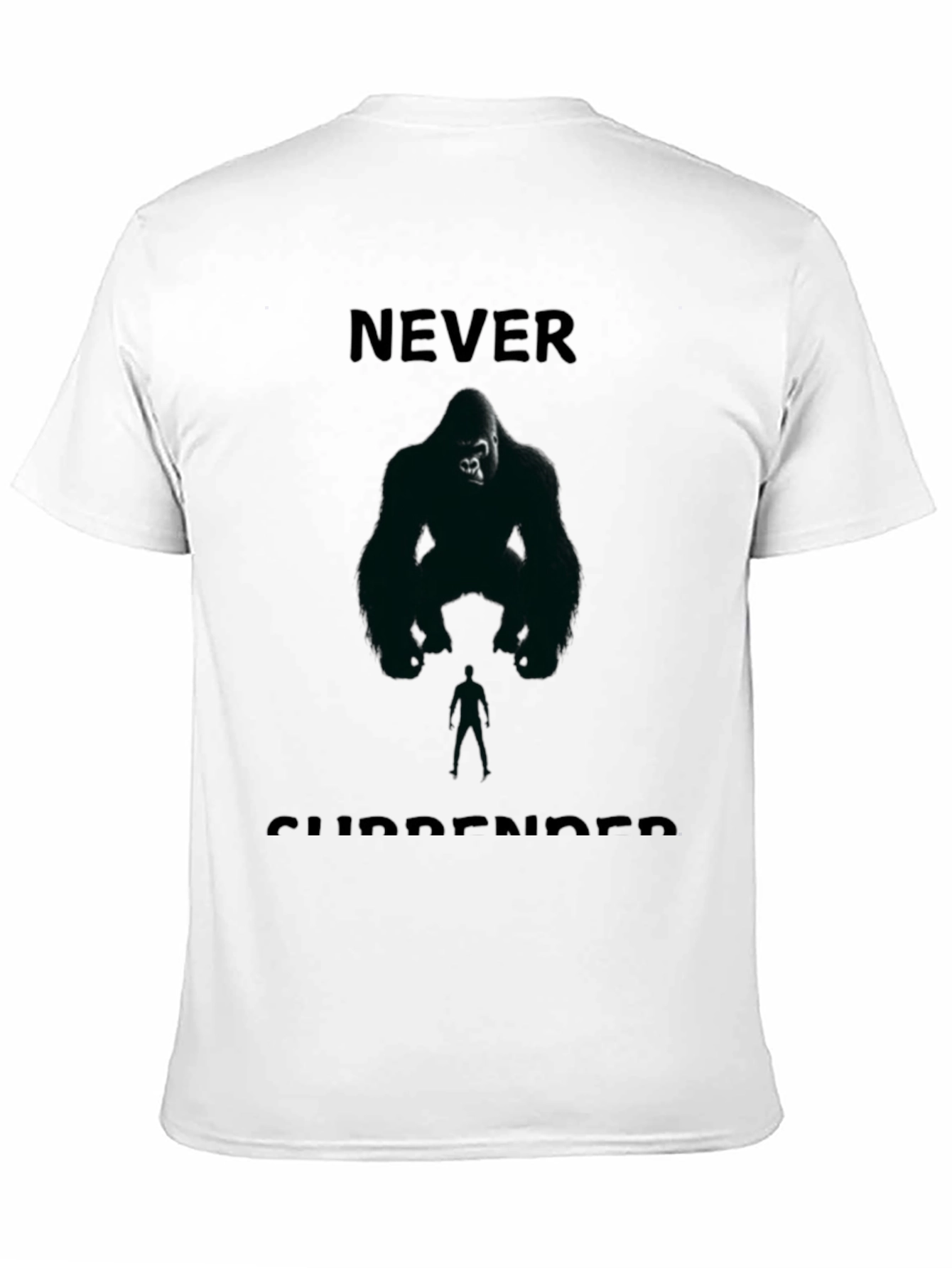 Black Never Surrender Gorilla Graphic Tee - Black Cotton Blend view 11
