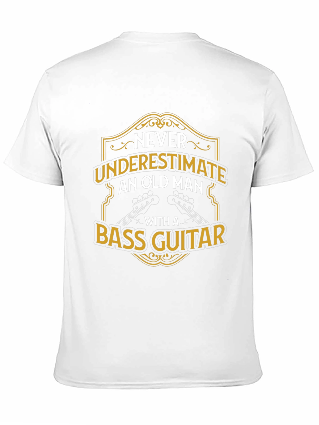 Black Old Man with Bass Guitar T-Shirt view 11