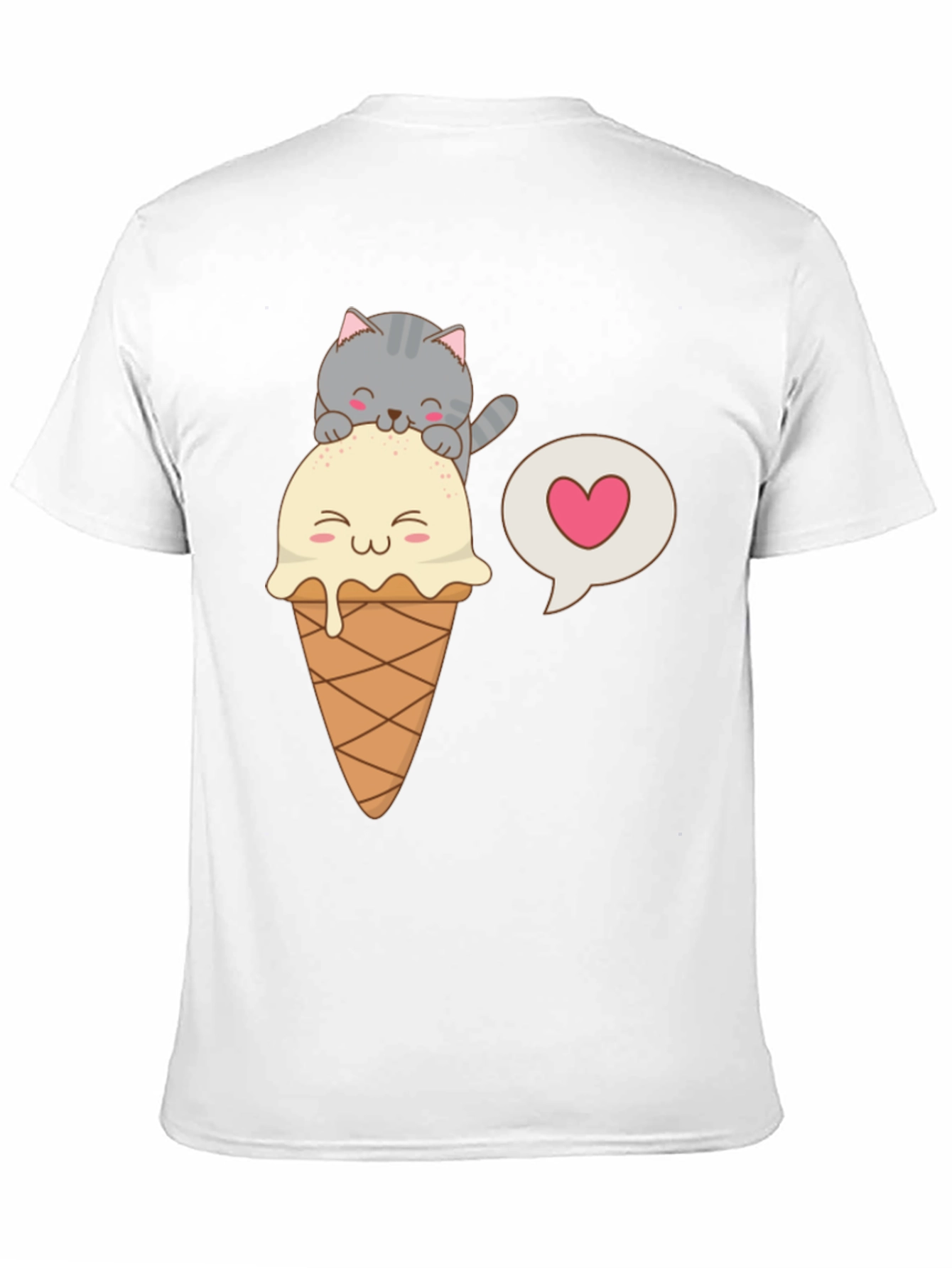 Black Cute Cat & Ice Cream Graphic Tee view 11