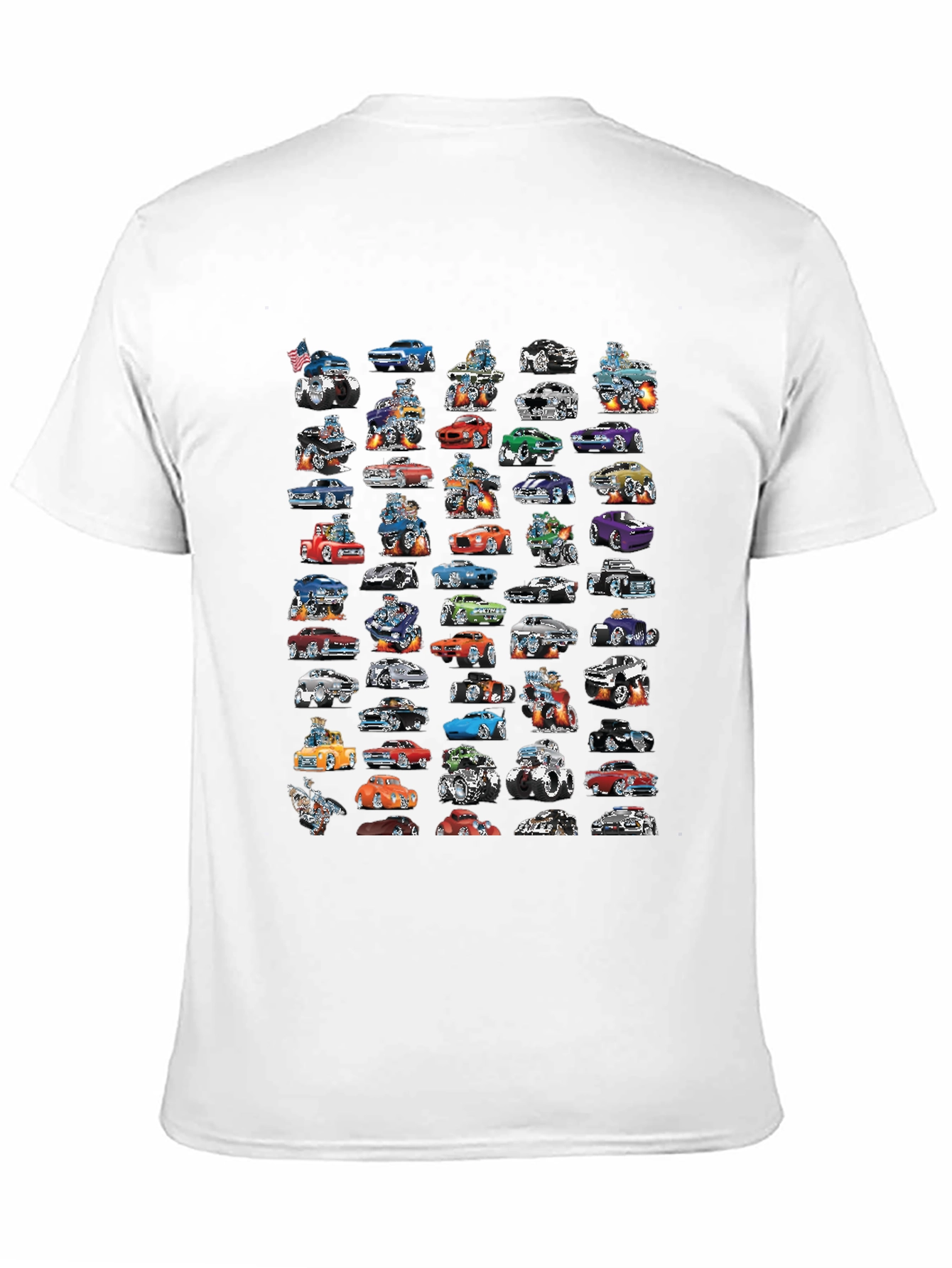 Black Cartoon Car T-Shirt - Black Cotton Tee view 11