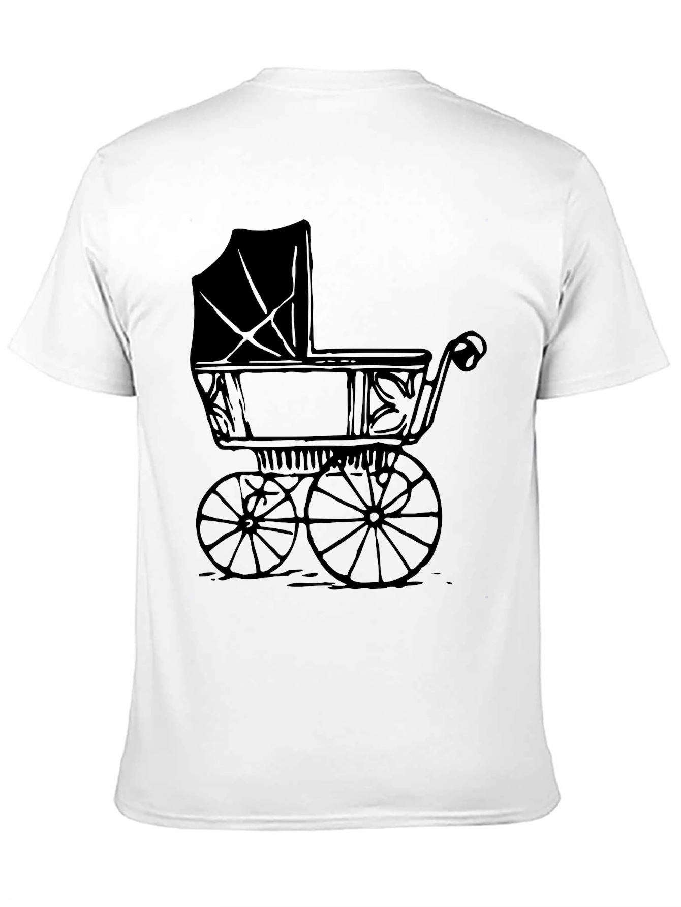 Black Vintage Baby Carriage Graphic Tee - Soft Black T-Shirt view 11