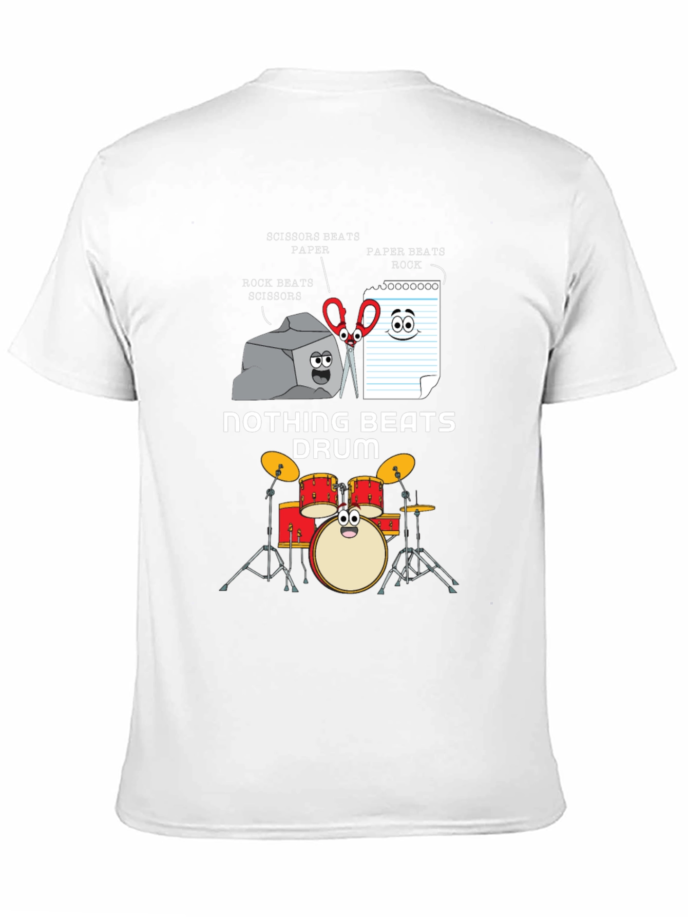 Black Rock Paper Scissors Drum Funny T-Shirt view 11