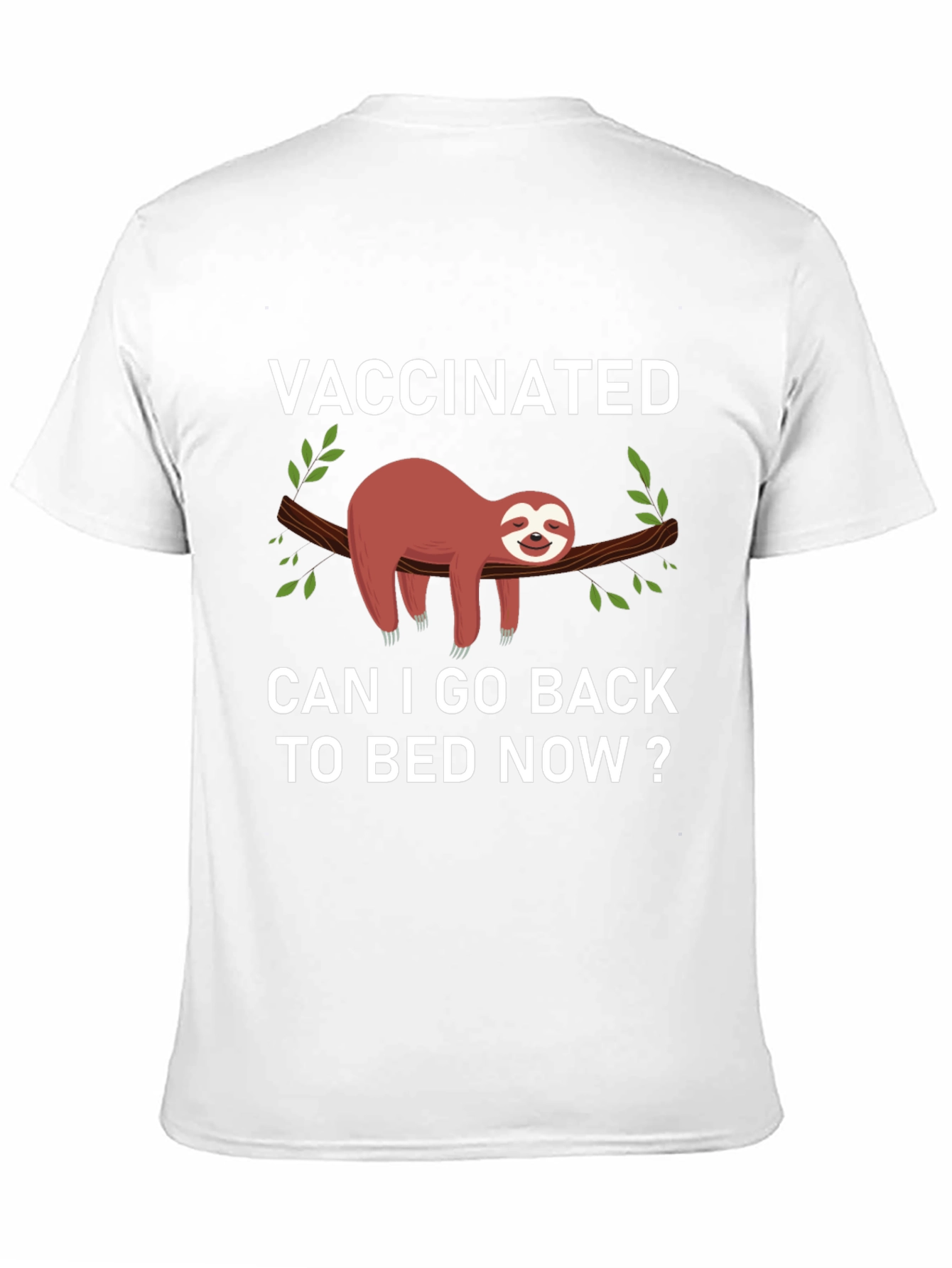 Black Vaccinated Sloth Graphic T-Shirt: Back to Bed! view 11