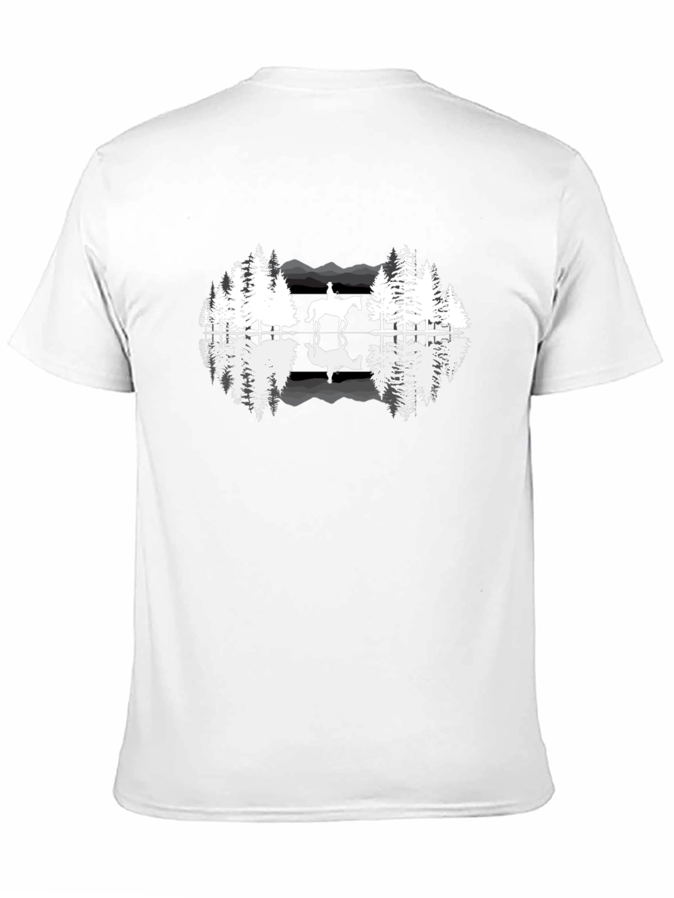 Black Horse & Forest Reflection Graphic Tee view 11