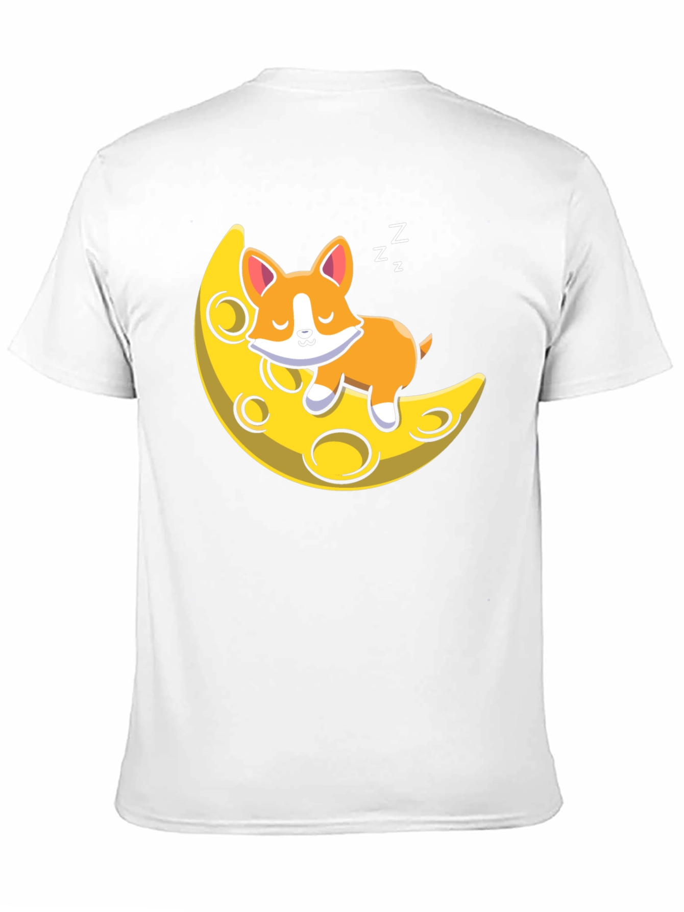 Cute Sleeping Dog on Moon Black T-shirt - 11