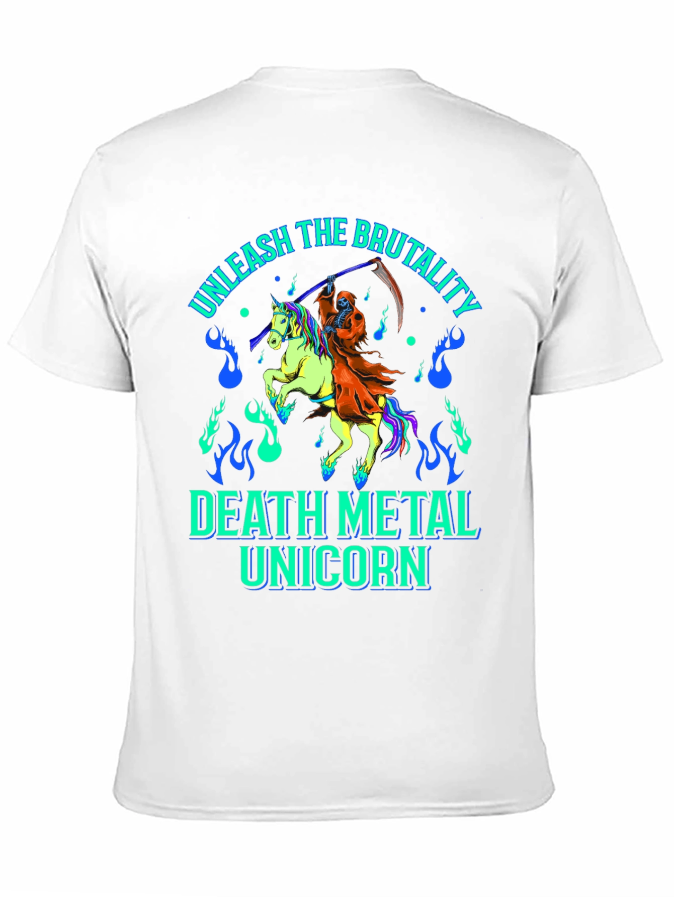 Black Unleash The Brutality Death Metal Unicorn Graphic Tee view 11