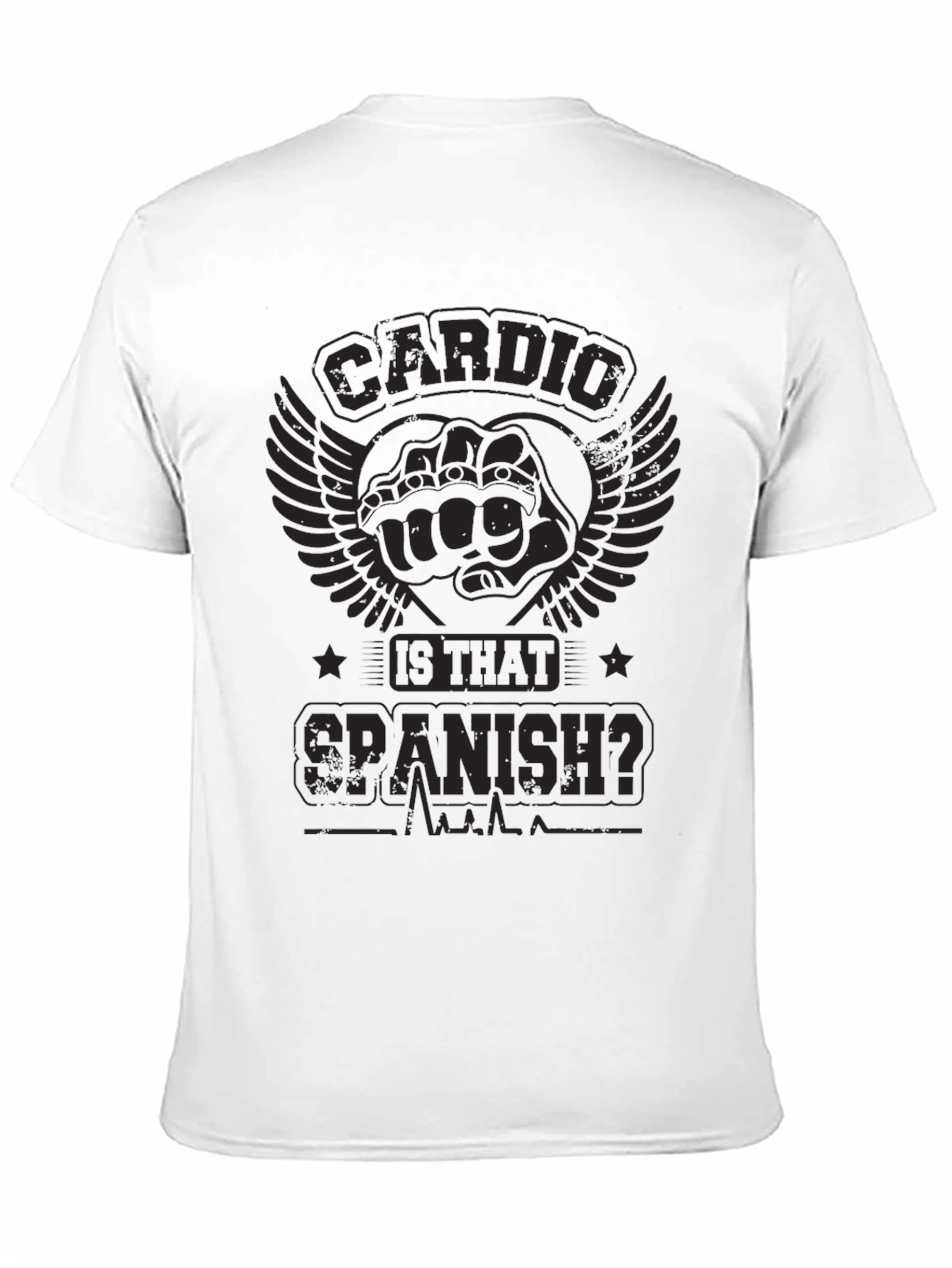 Black Cardio Is That Spanish? T-Shirt Funny Gym Workout view 11