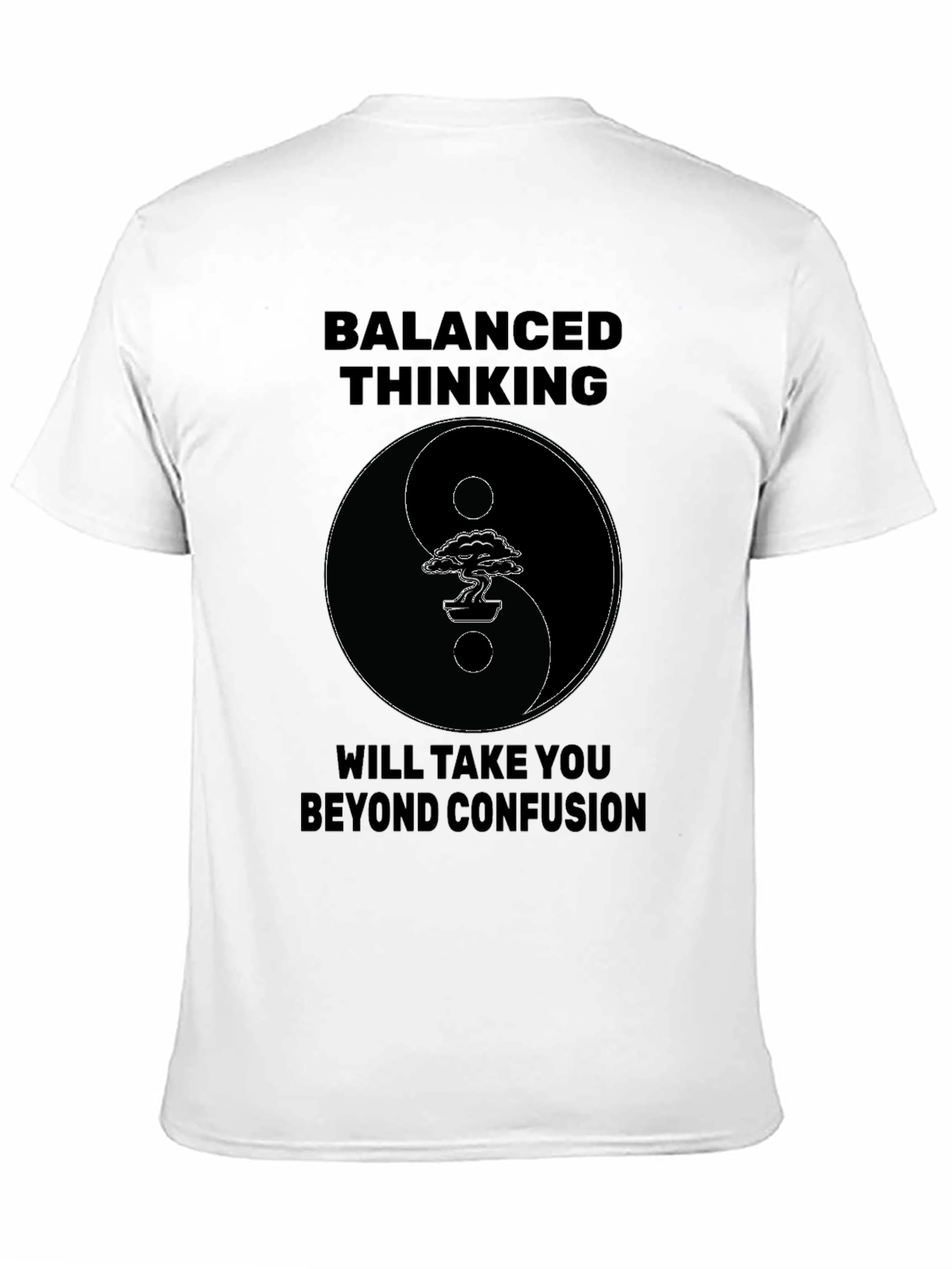 Black Balanced Thinking Yin Yang Bonsai T-Shirt view 11