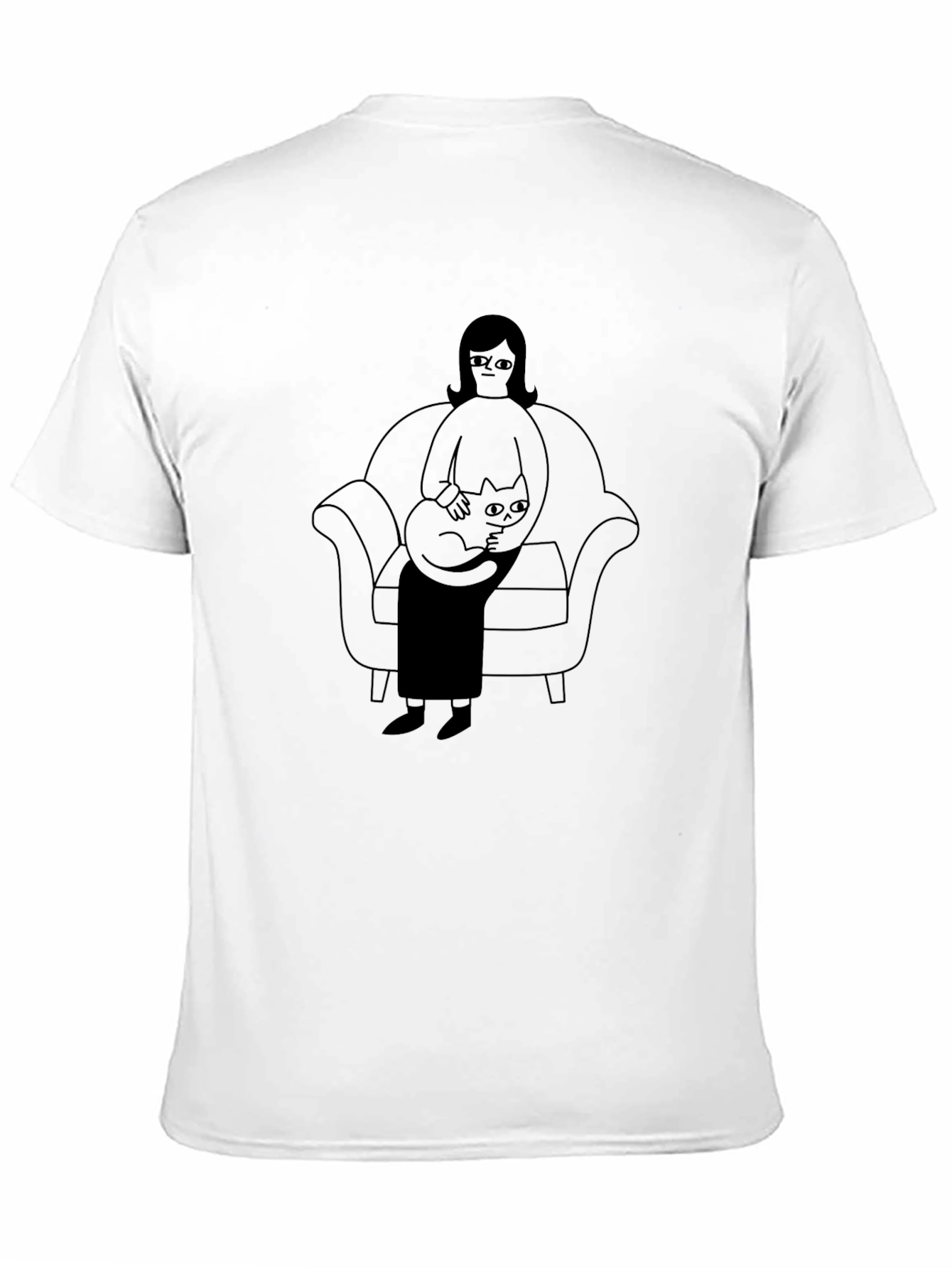 Black Casual Black T-Shirt with Cat Lady Graphic view 11