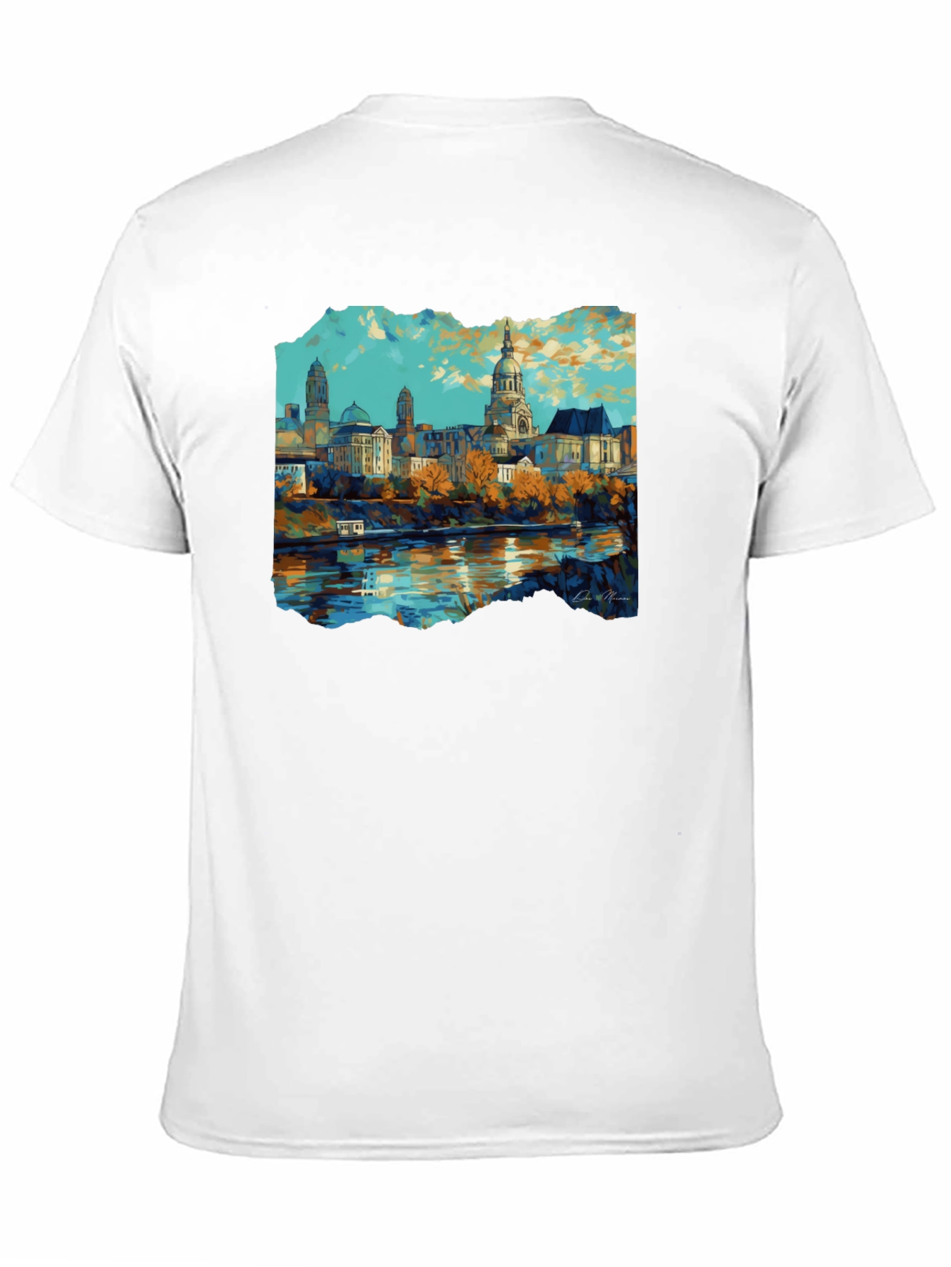 Black Cityscape Graphic Black T-Shirt view 11