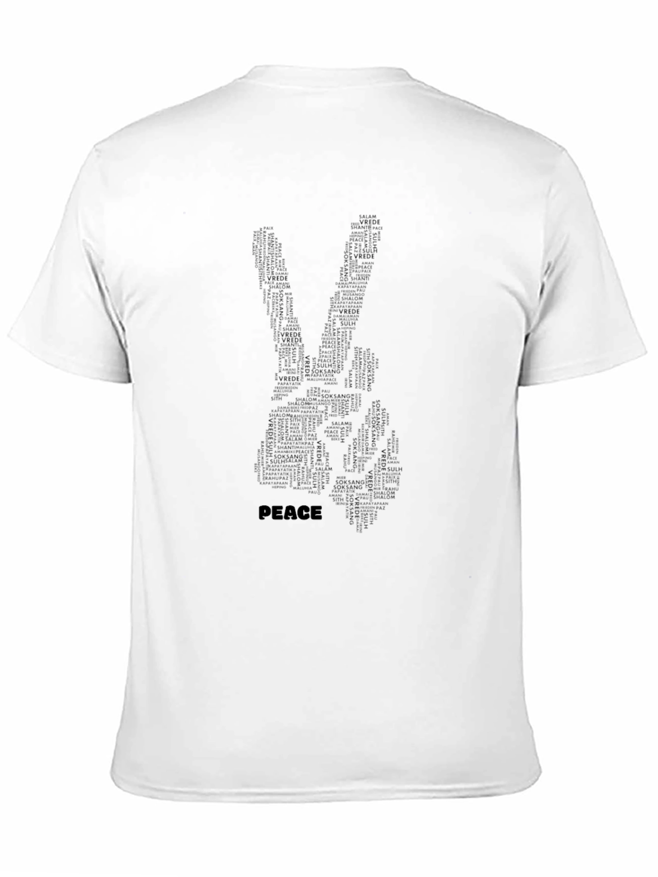 Black Peace Sign Word Art T-Shirt - Black view 11