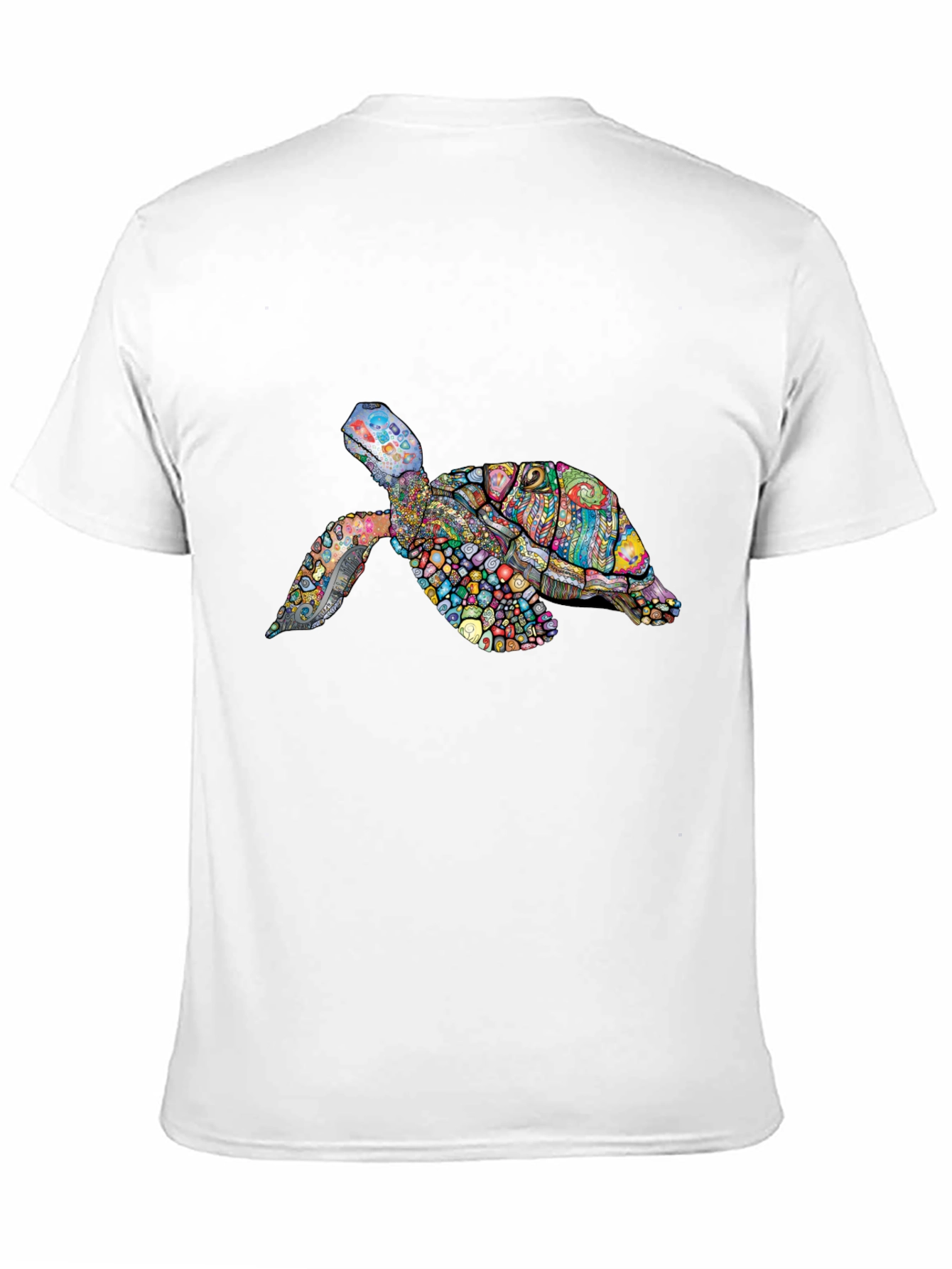 Black Vibrant Turtle Graphic Tee - Black Cotton T-Shirt view 11