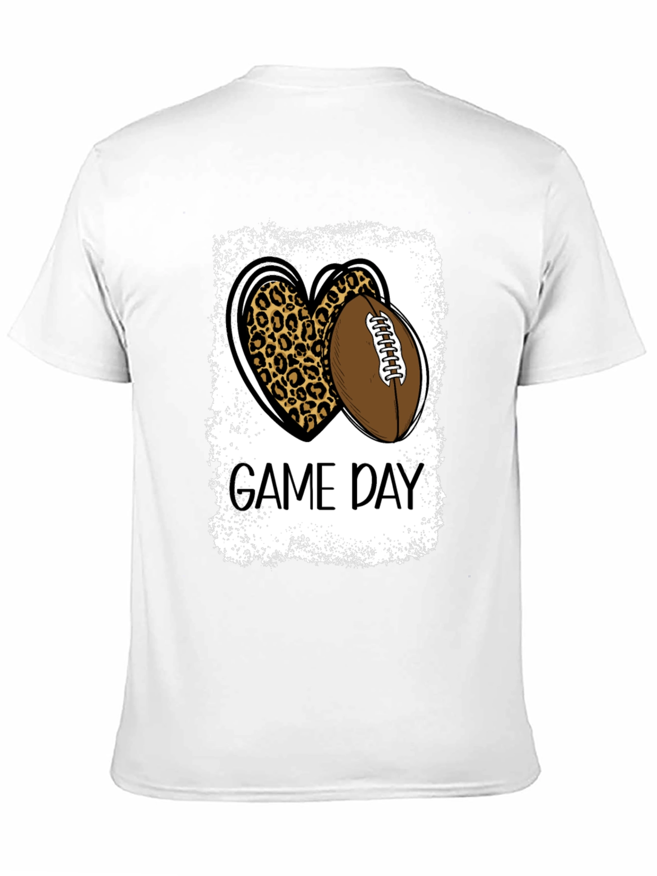Black Game Day Leopard Heart Football T-Shirt view 11