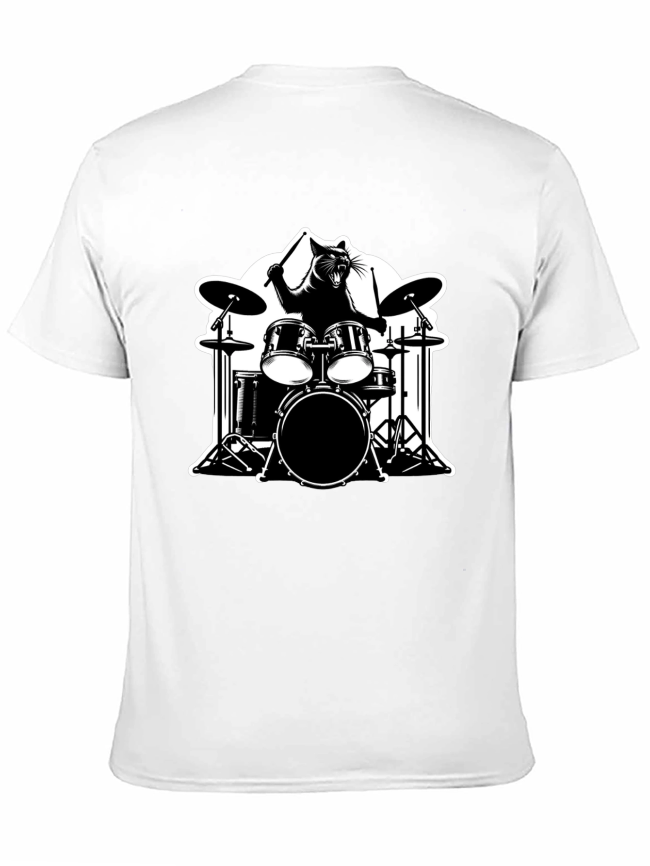Black Cat Drummer Graphic T-Shirt view 11