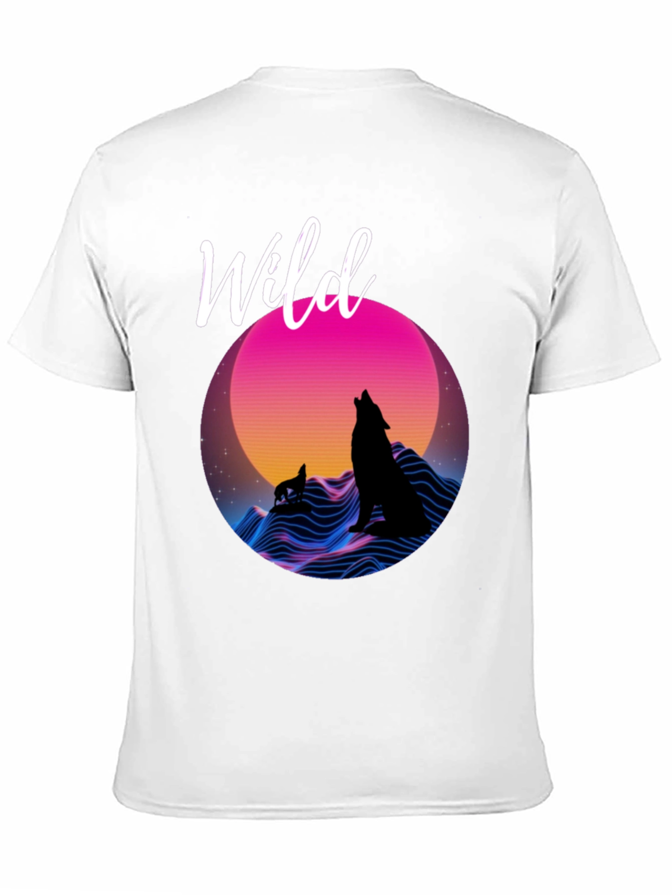 Black Wild Graphic T-Shirt - Retro Wolf Design view 11