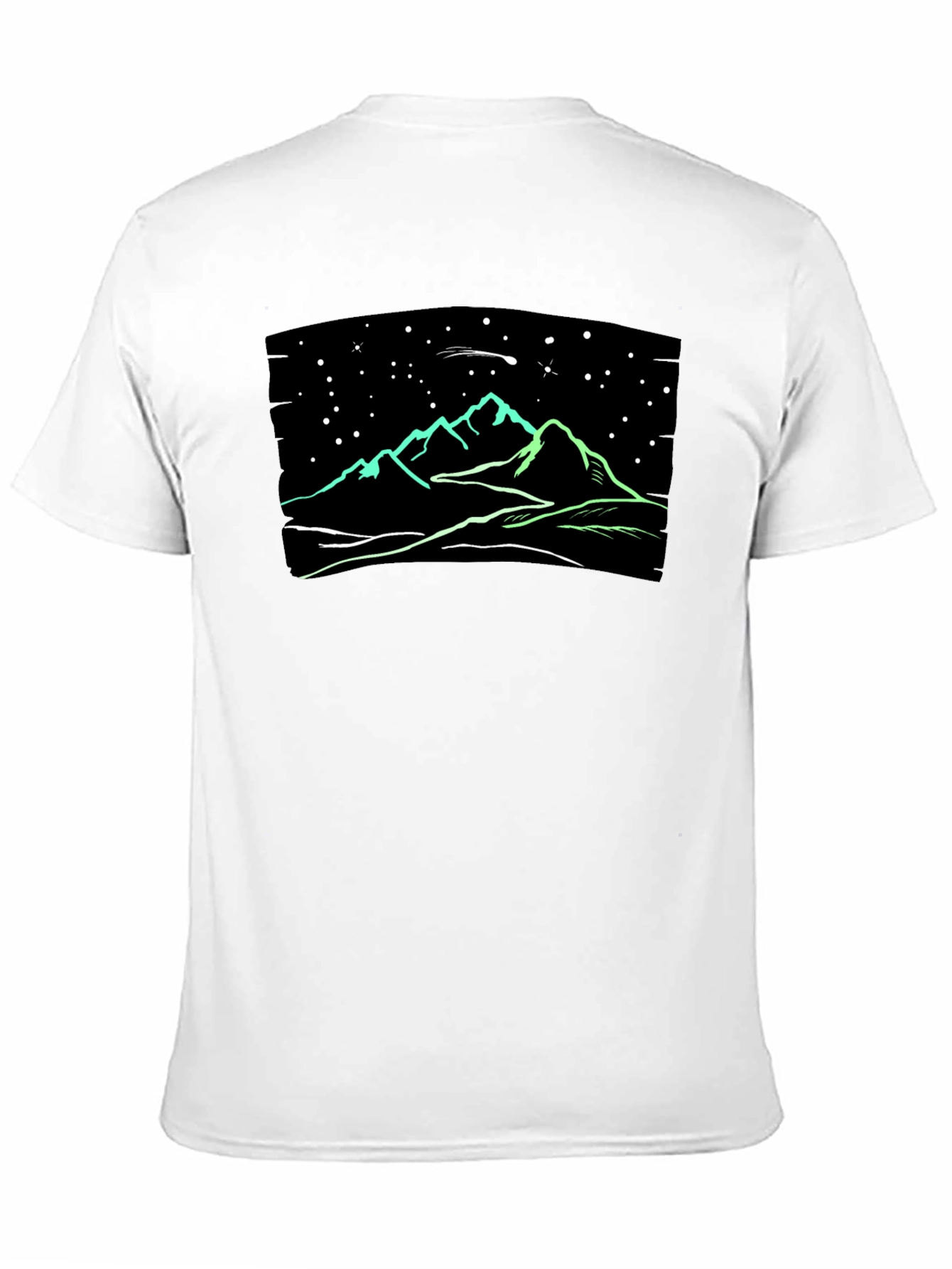 Black Night Sky Mountain T-Shirt - Glow in the Dark view 11