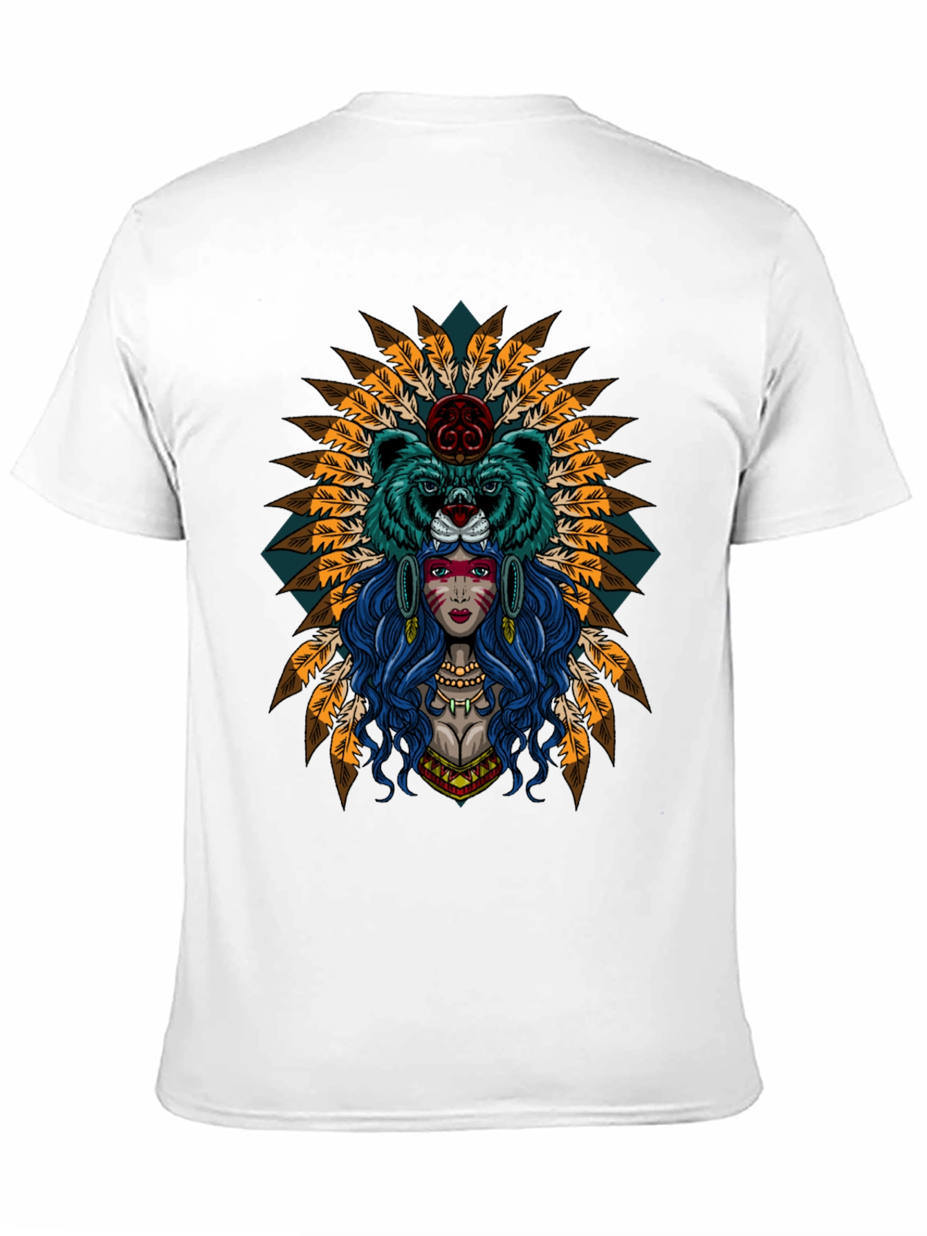 Black Native American Bear Spirit T-Shirt view 11
