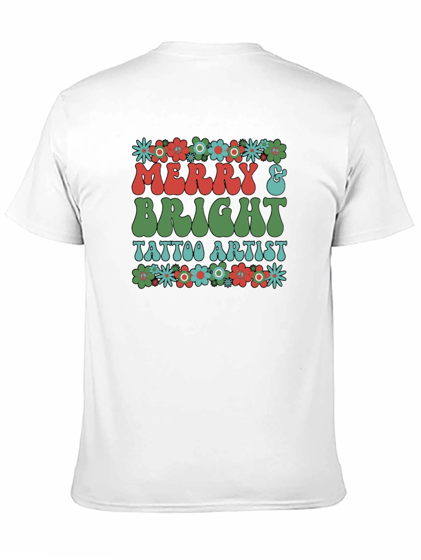 Black Merry & Bright Tattoo Artist Graphic T-Shirt view 11