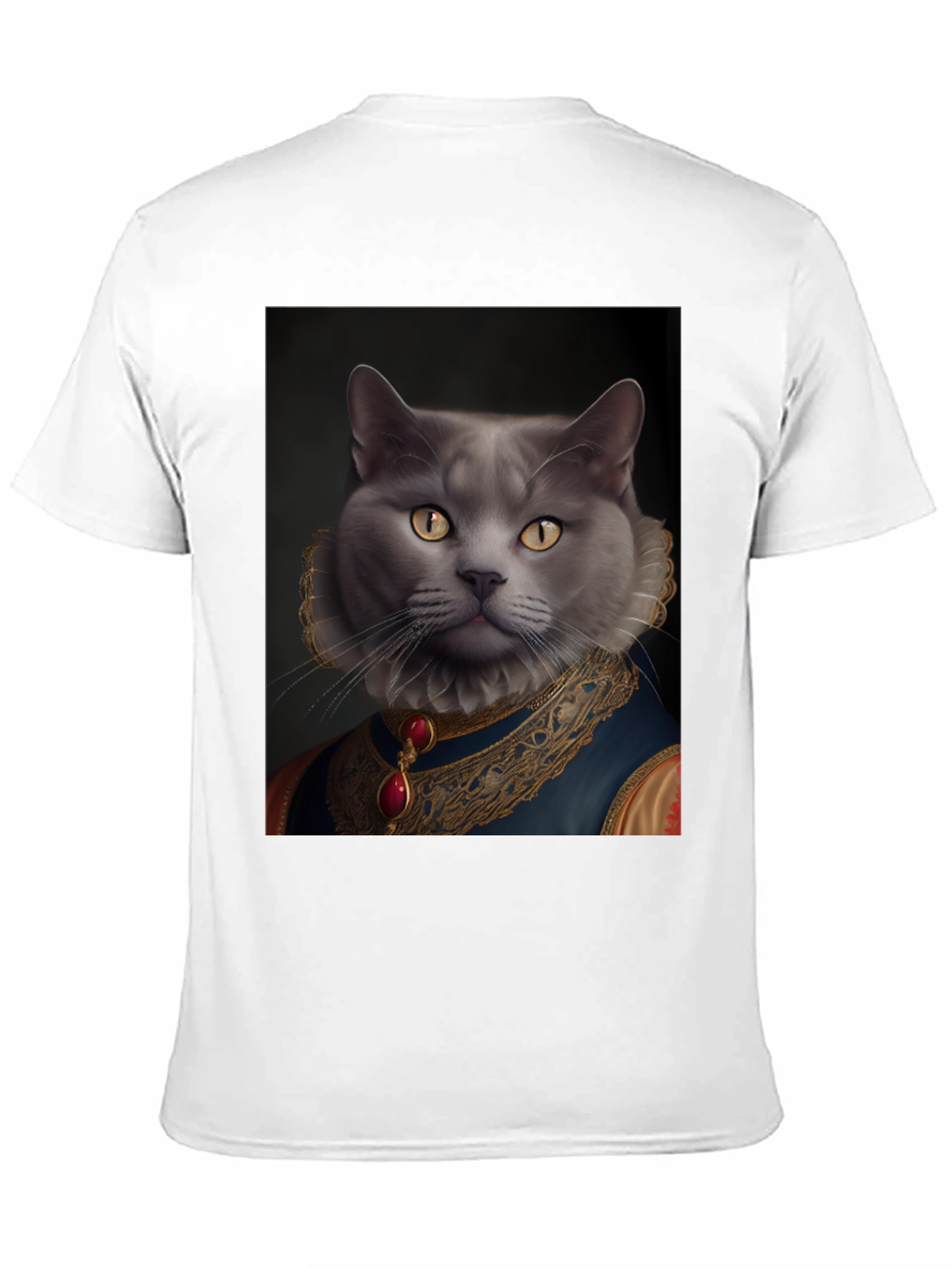 Black Royal Cat Portrait T-Shirt - Unique Novelty Tee view 11