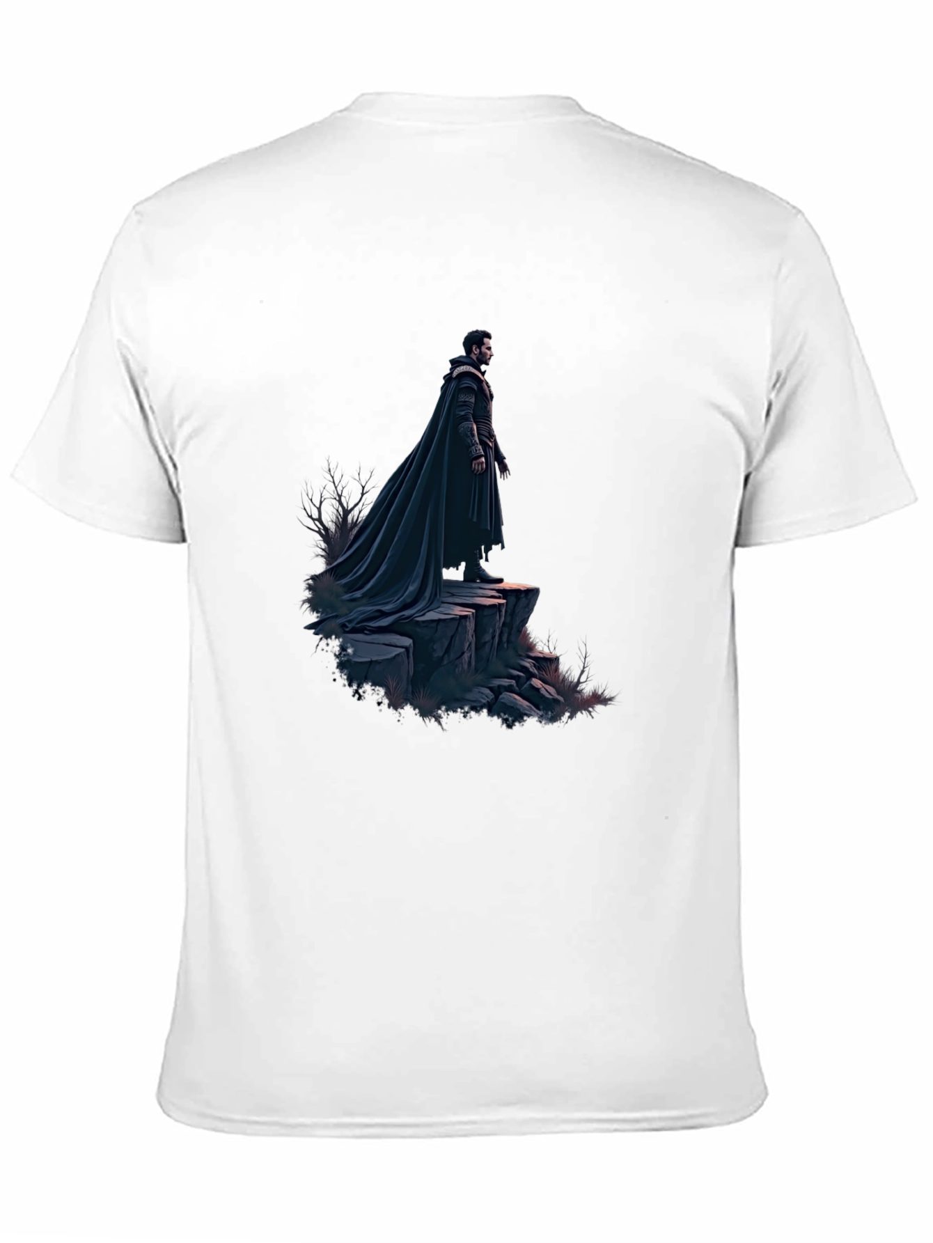Black Black T-Shirt with Dramatic Cloaked Figure Graphic view 11