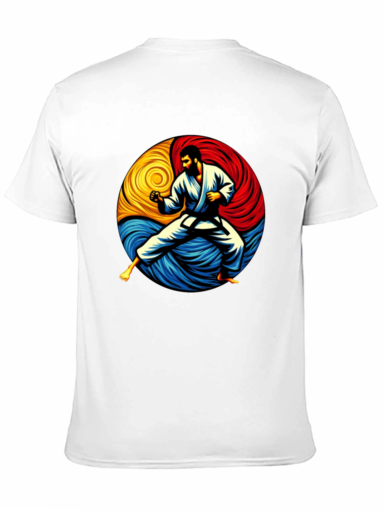 Black Karate Yin Yang Graphic Tee - Black Cotton Shirt view 11