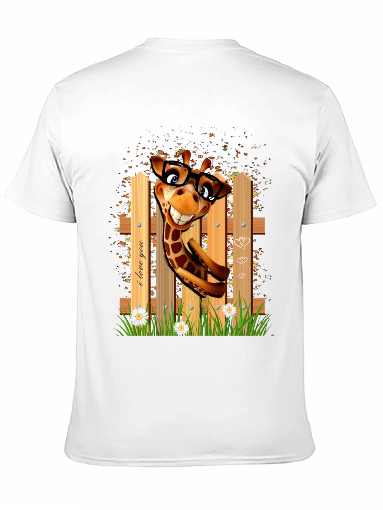 Black Funny Giraffe in Glasses T-Shirt view 11