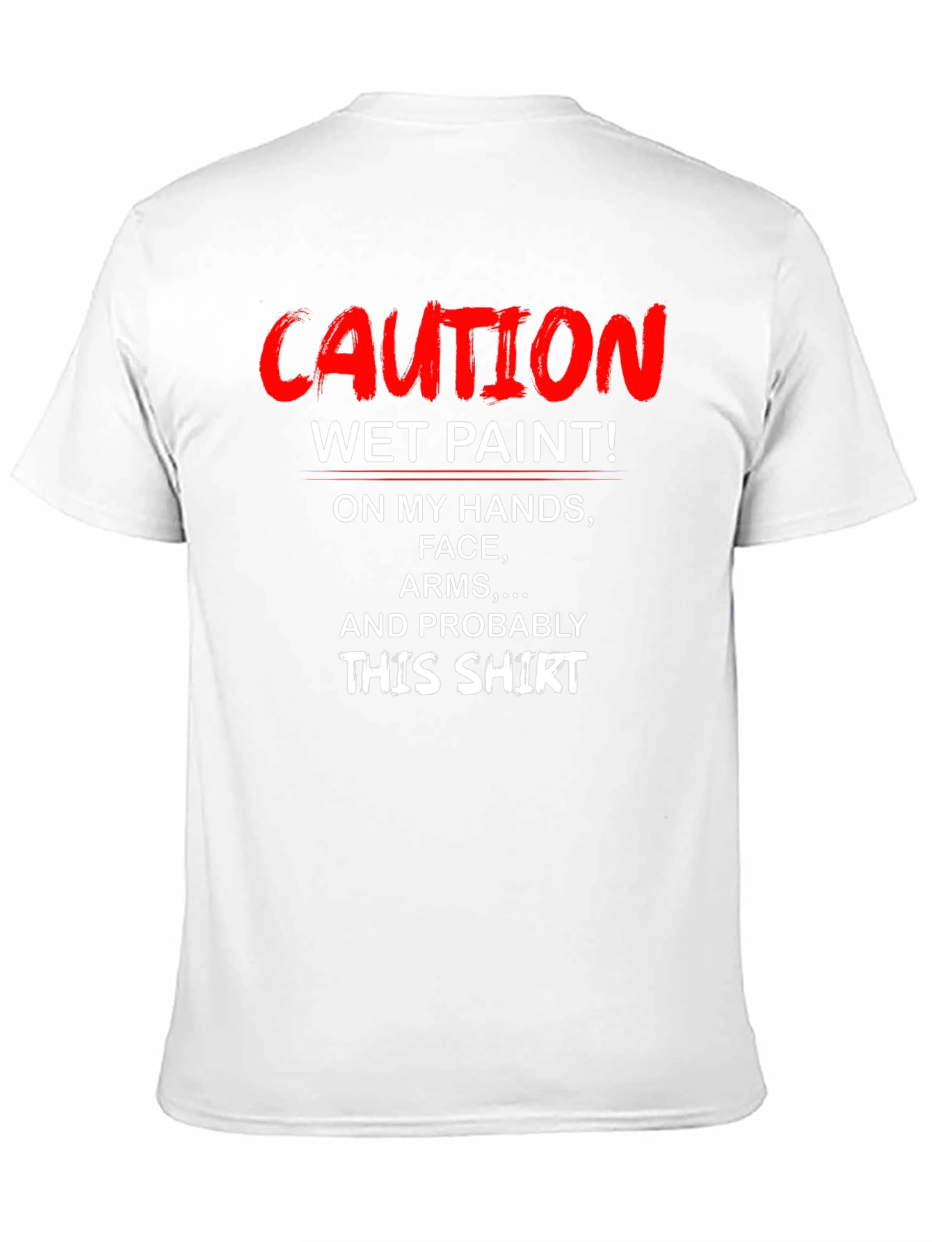 Black Caution Wet Paint T-Shirt - Funny Novelty Tee view 11