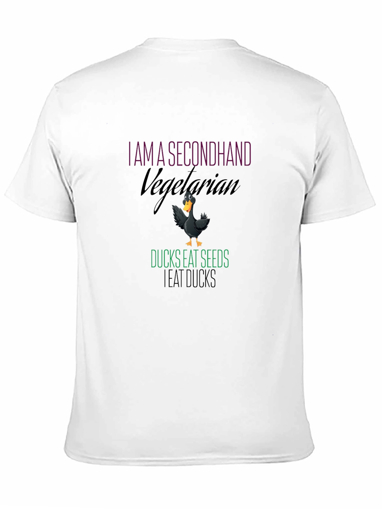 Black Secondhand Vegetarian Duck Humor T-Shirt view 11