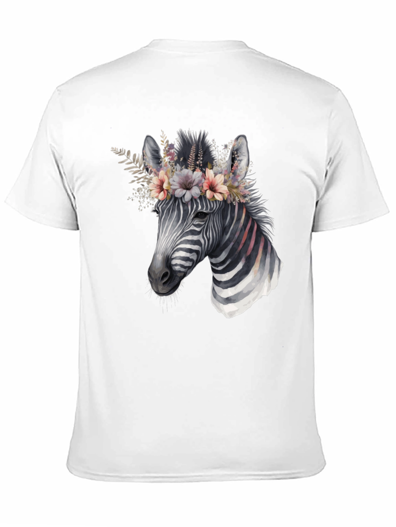 Black Zebra Floral Crown Graphic Tee - Unisex Cotton T-Shirt view 11