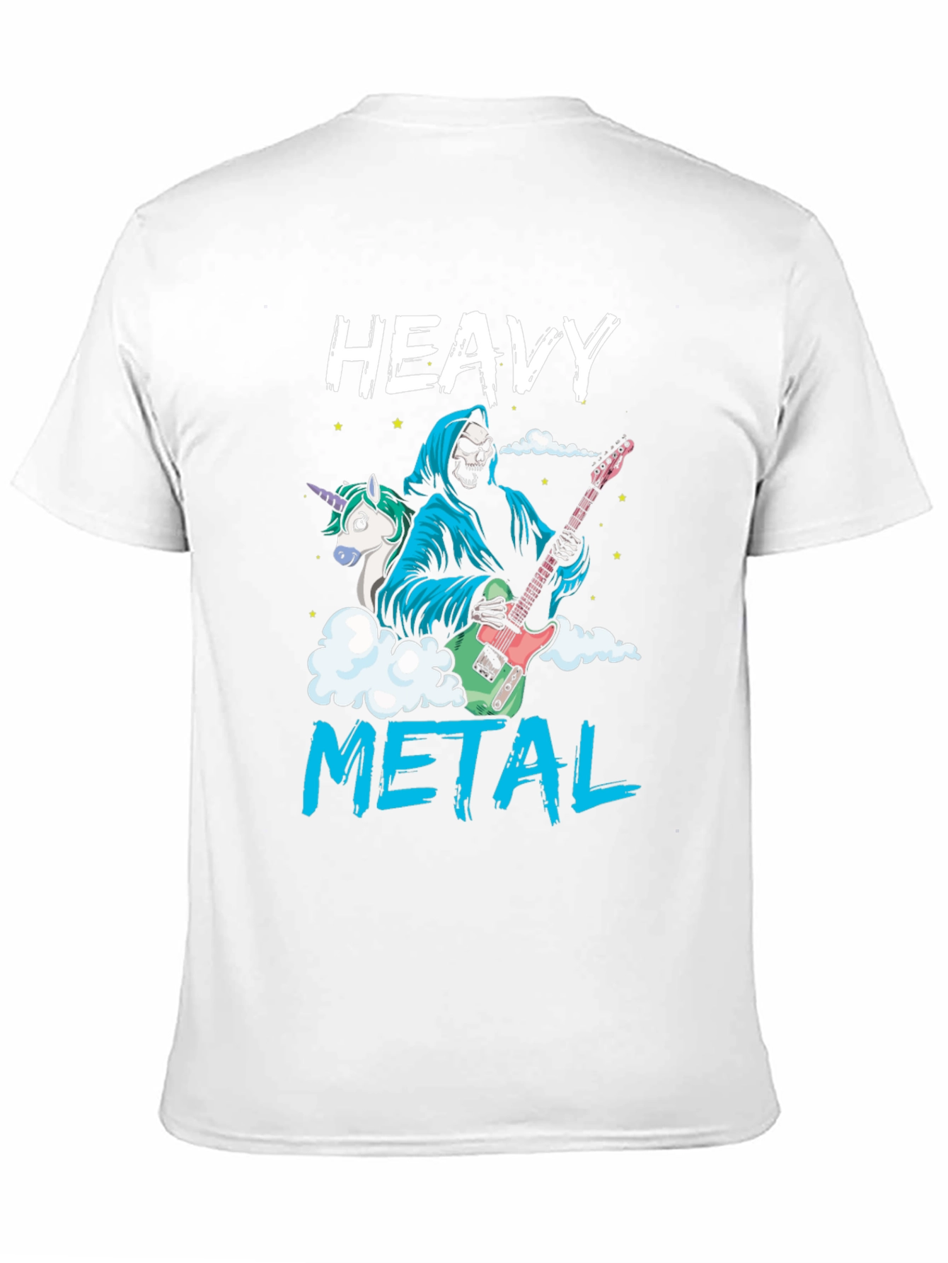 Black Heavy Metal Graphic Tee - Grim Reaper Unicorn Guitarist view 11