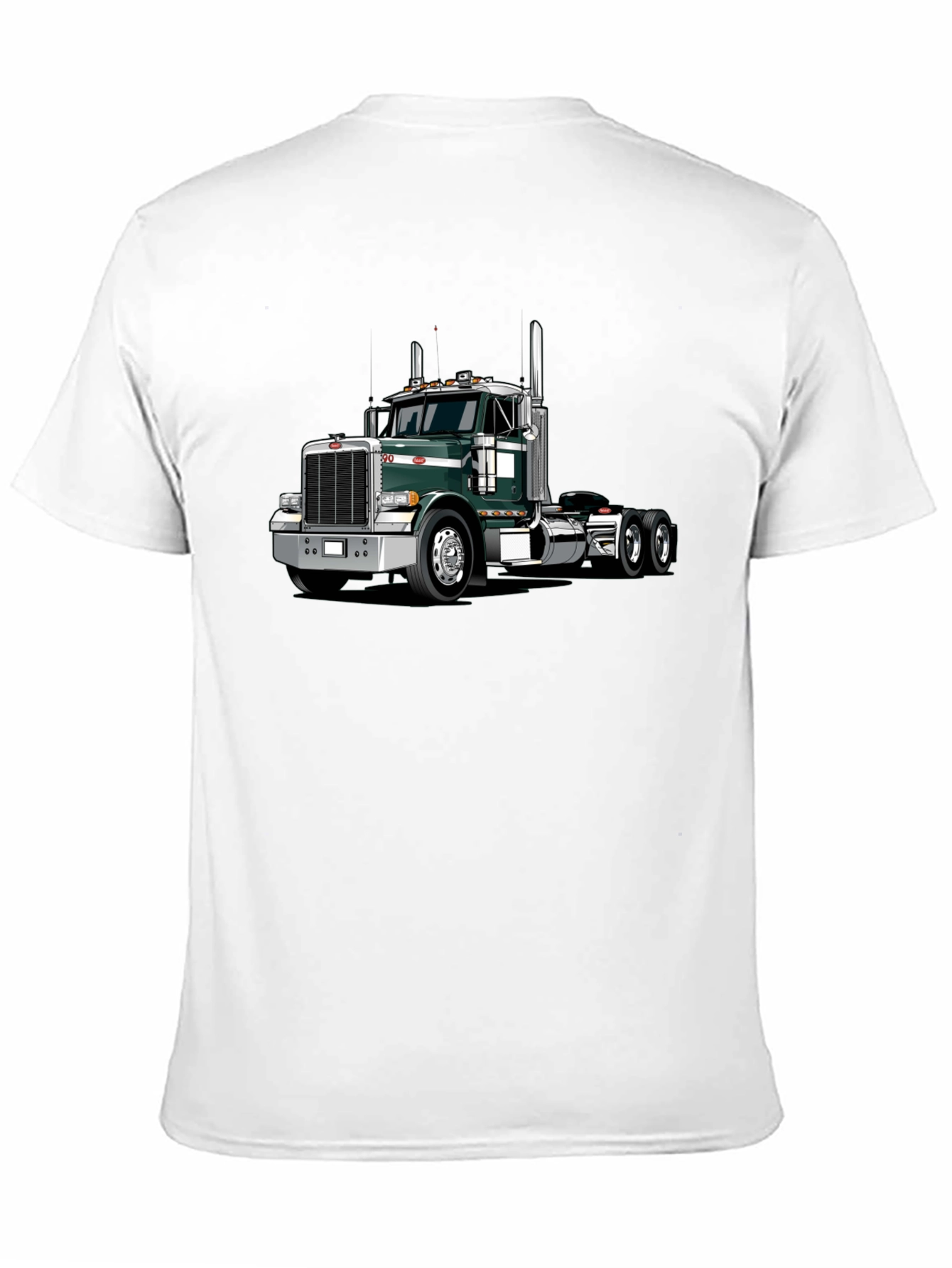 Black Trucker T-Shirt: Green Semi Truck Graphic Tee view 11