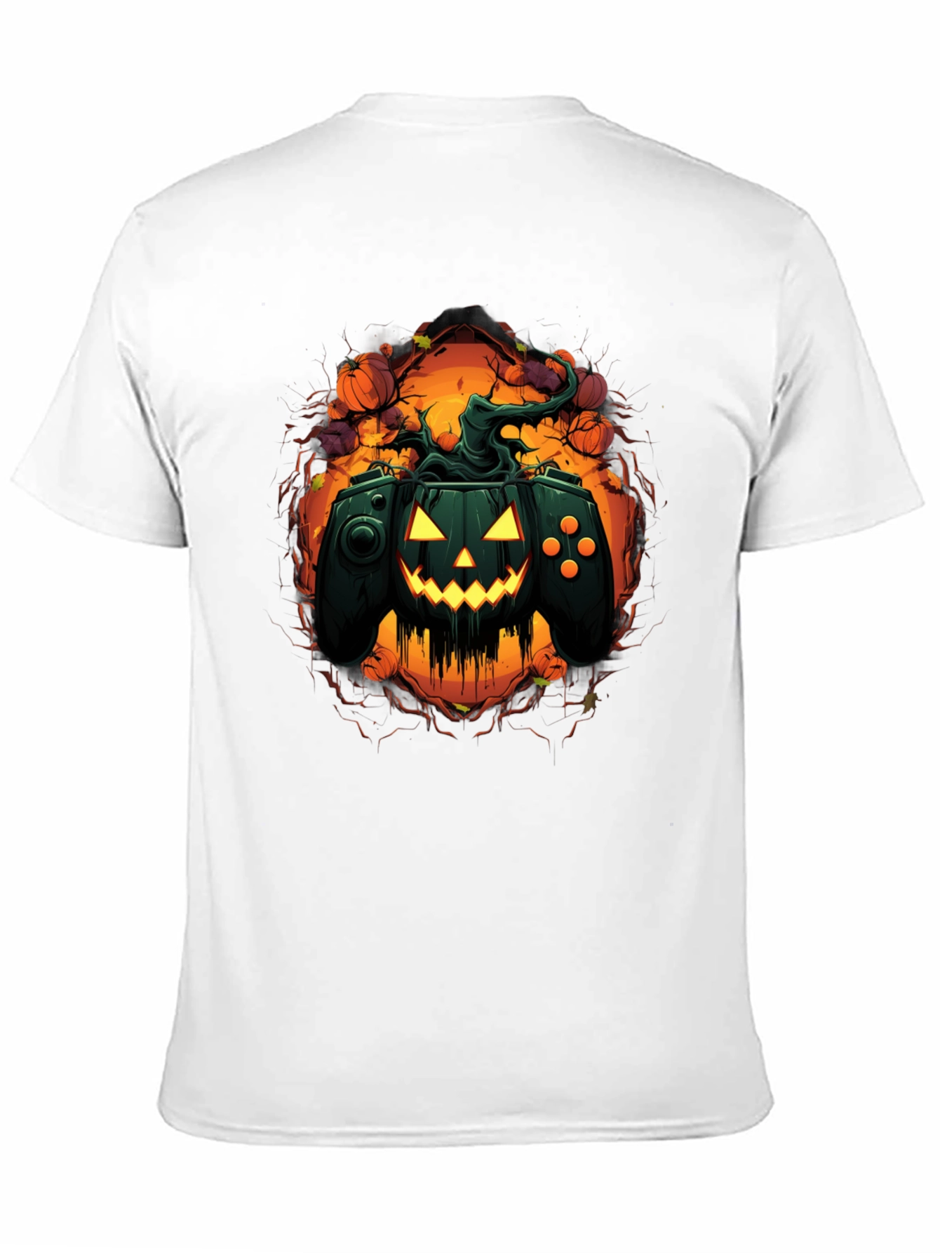 Black Halloween Gamer Pumpkin Black T-Shirt view 11