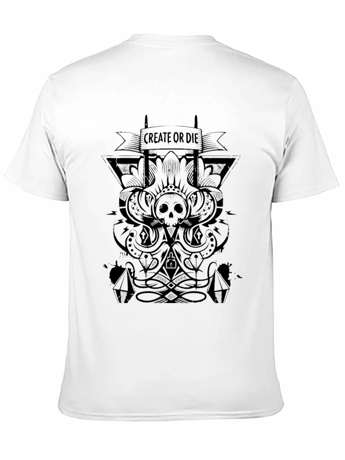 Black Gothic Skull Graphic Black T-Shirt view 11