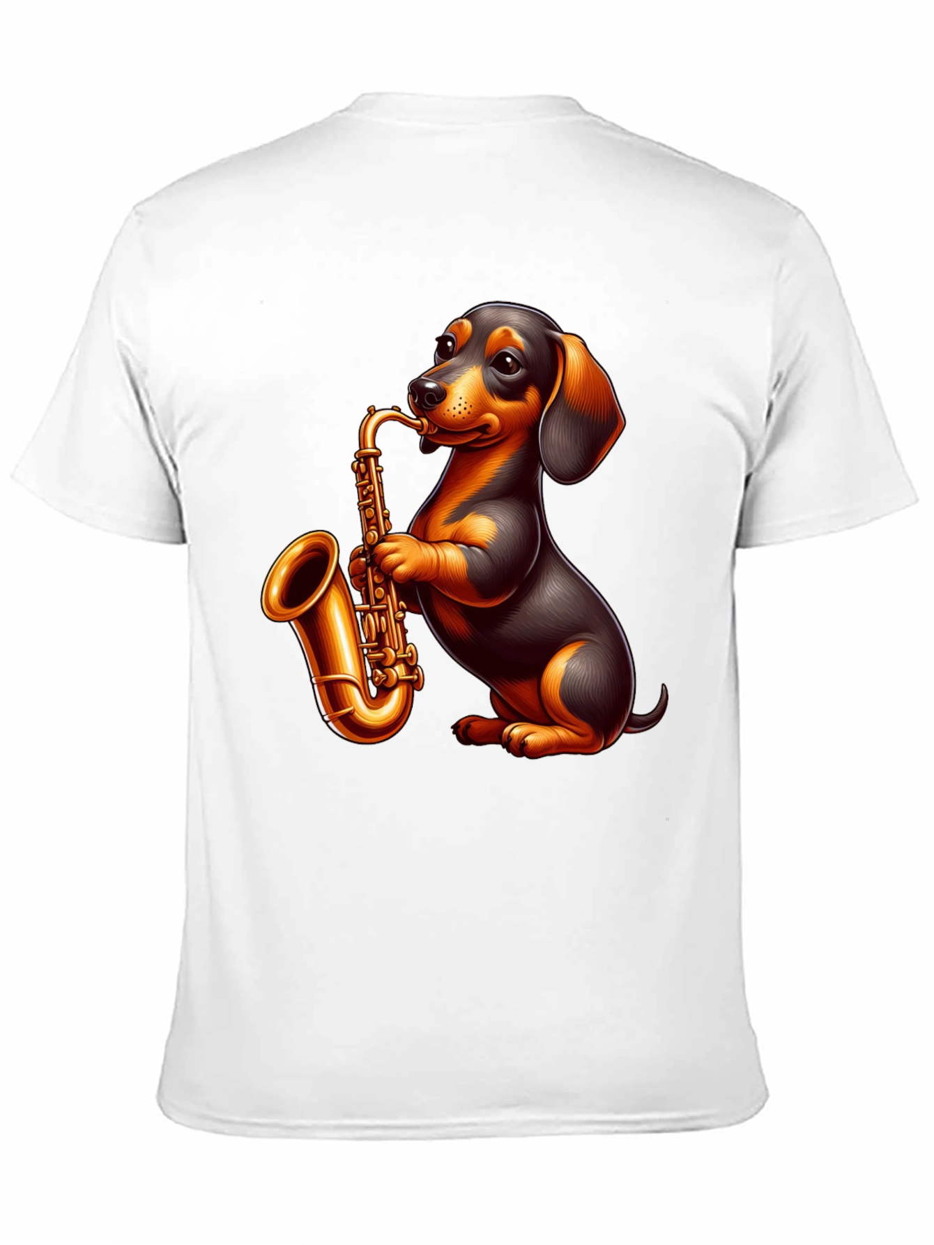 Black Dachshund Saxophone Graphic T-Shirt view 11