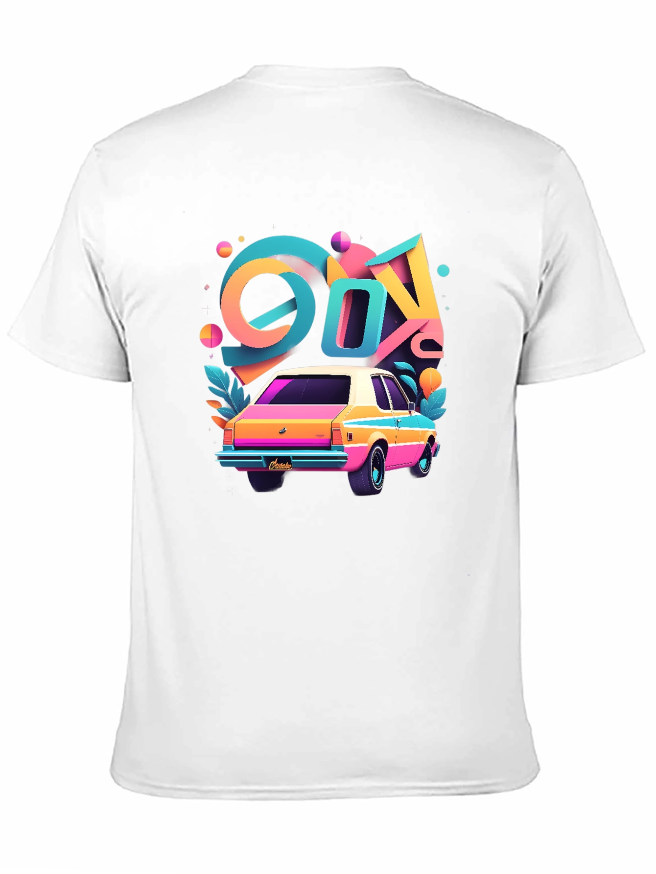 Black Retro 80s Car T-Shirt - Colorful Design view 11