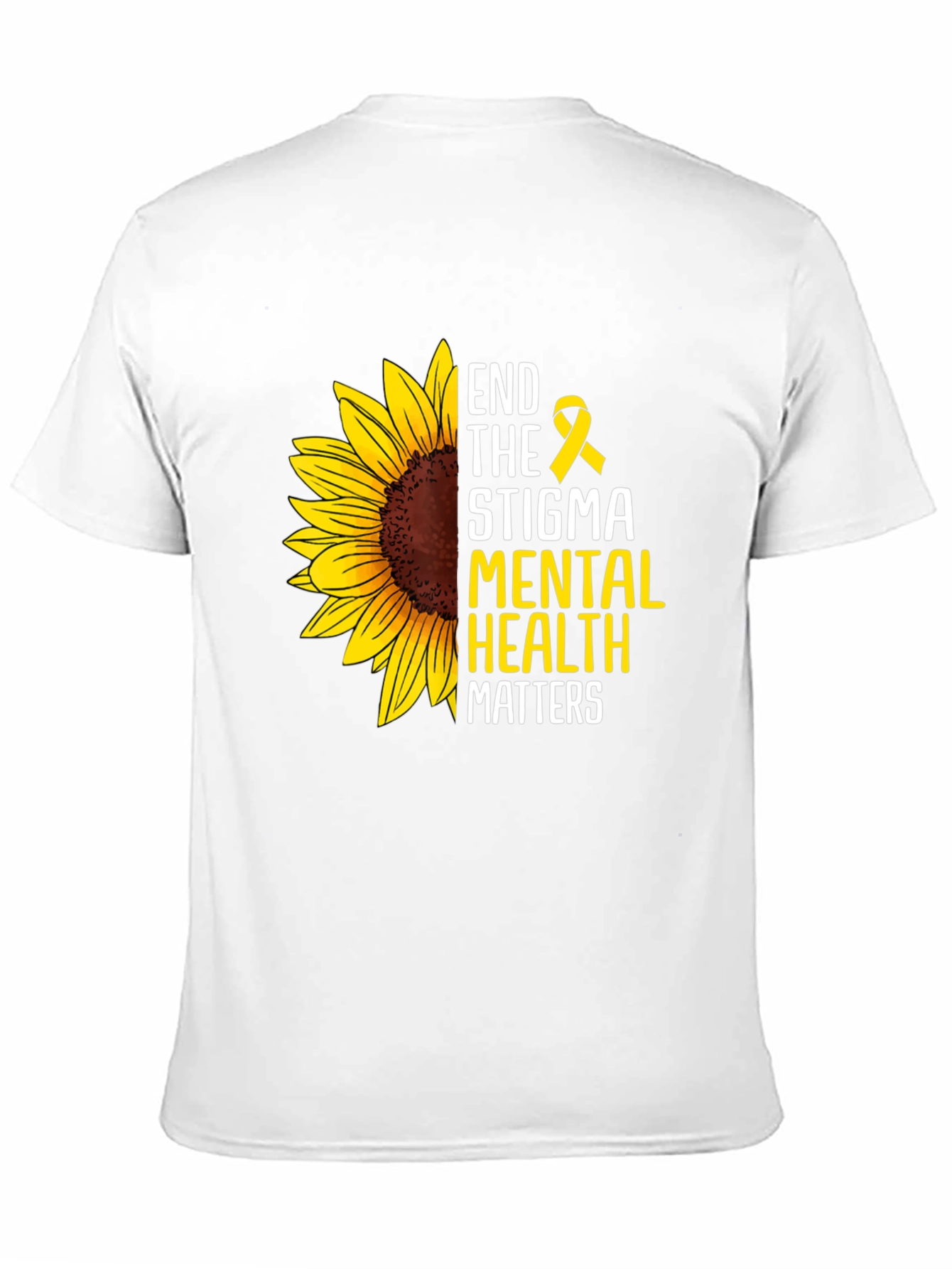 Black End the Stigma Mental Health Matters Sunflower T-Shirt view 11