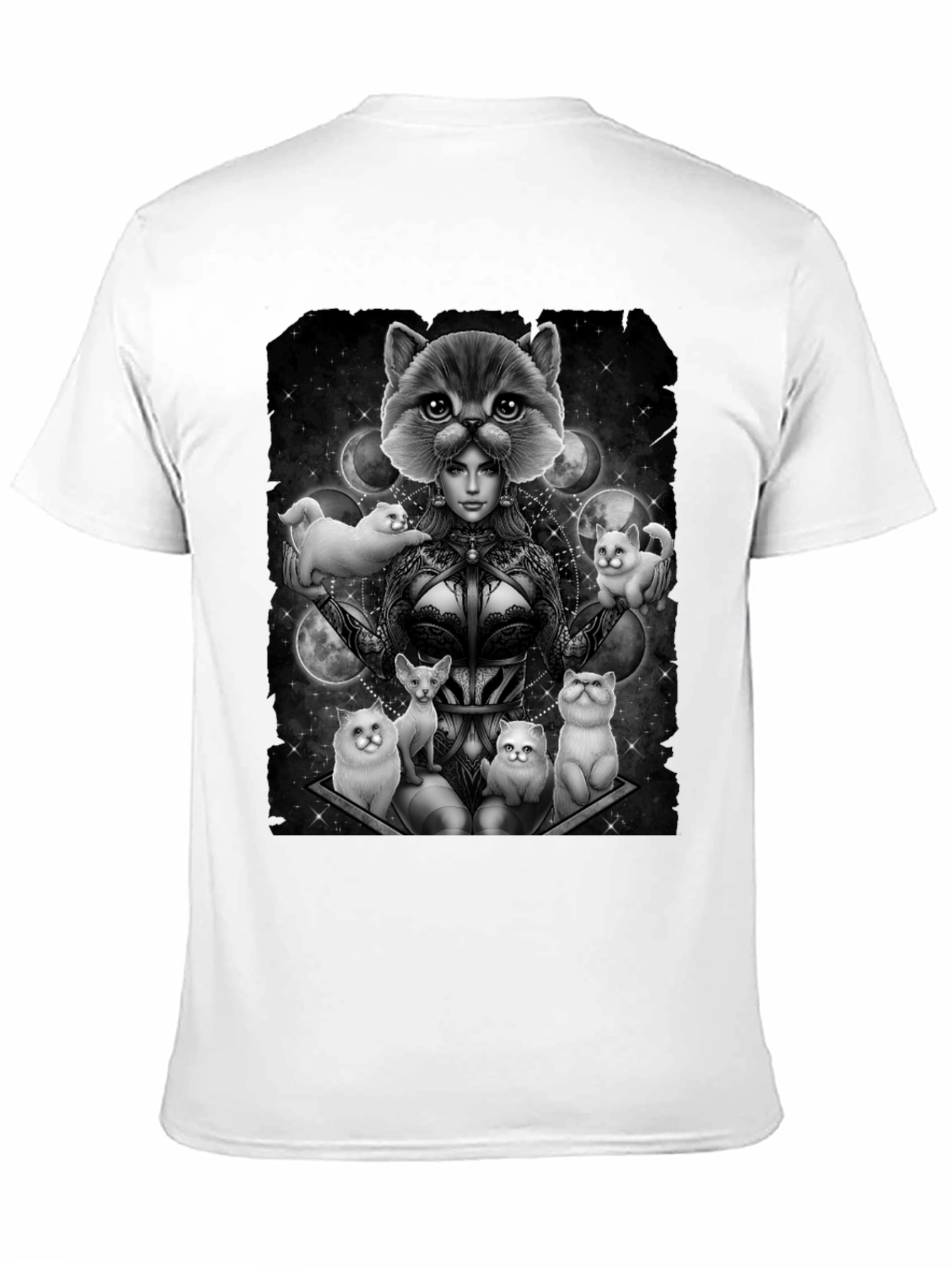 Black Mystic Cat Lady T-Shirt - Unique Graphic Tee view 11