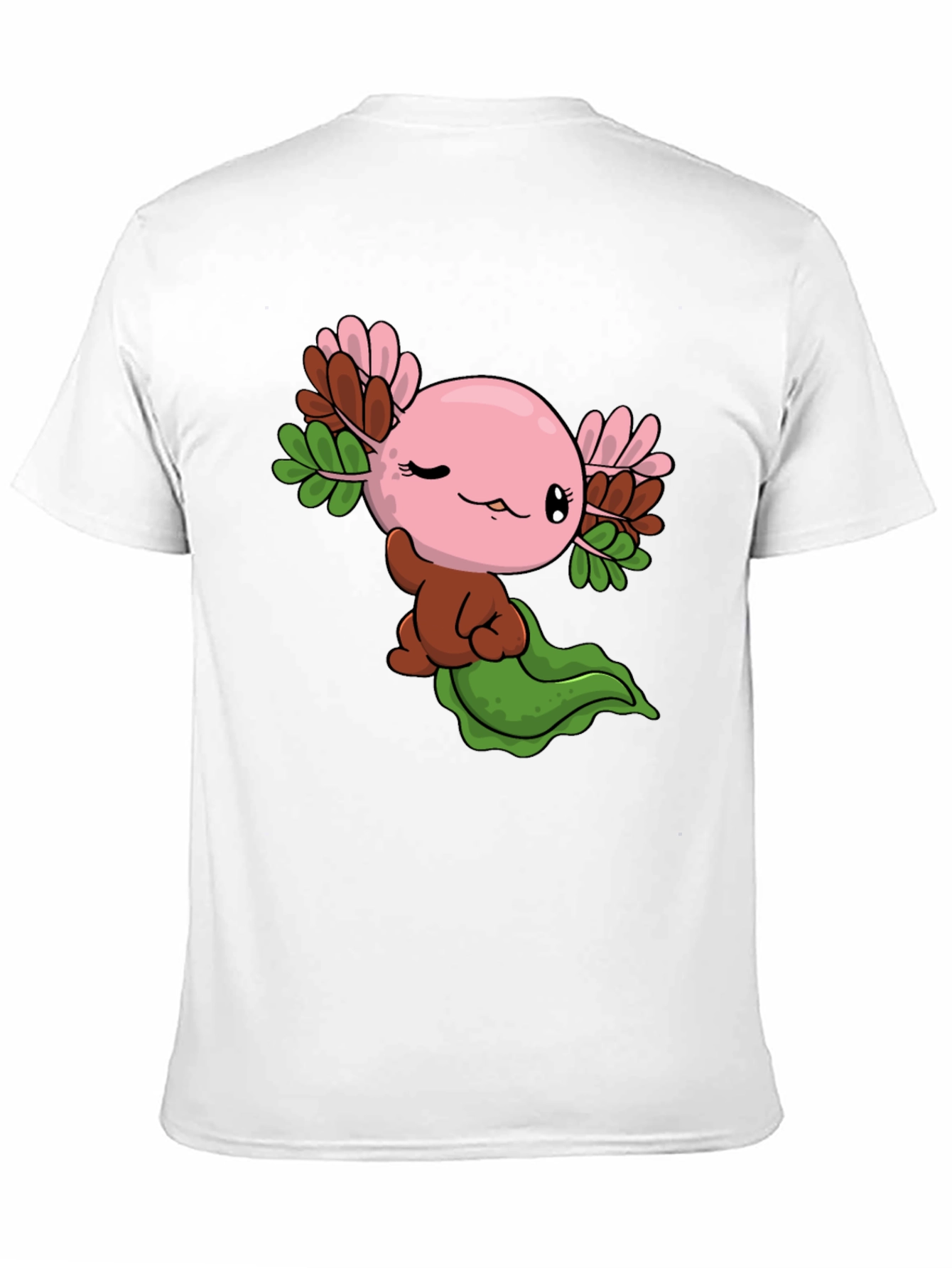 Black Cute Axolotl Cartoon Black T-Shirt view 11