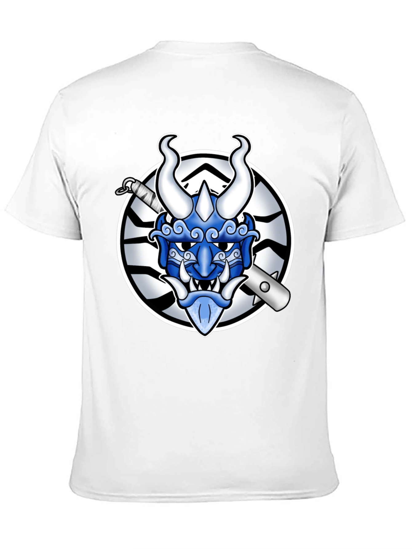 Black Black T-Shirt with Oni Mask Graphic view 11