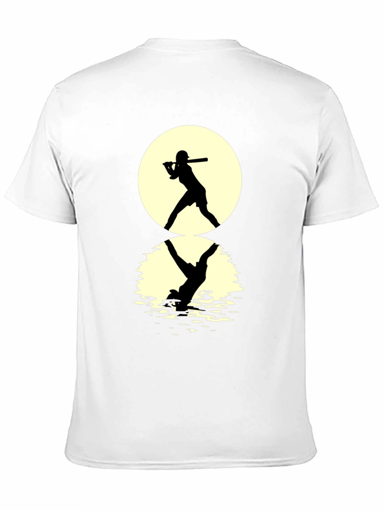 Black Baseball Silhouette T-Shirt: Moonlit Reflection Tee view 11