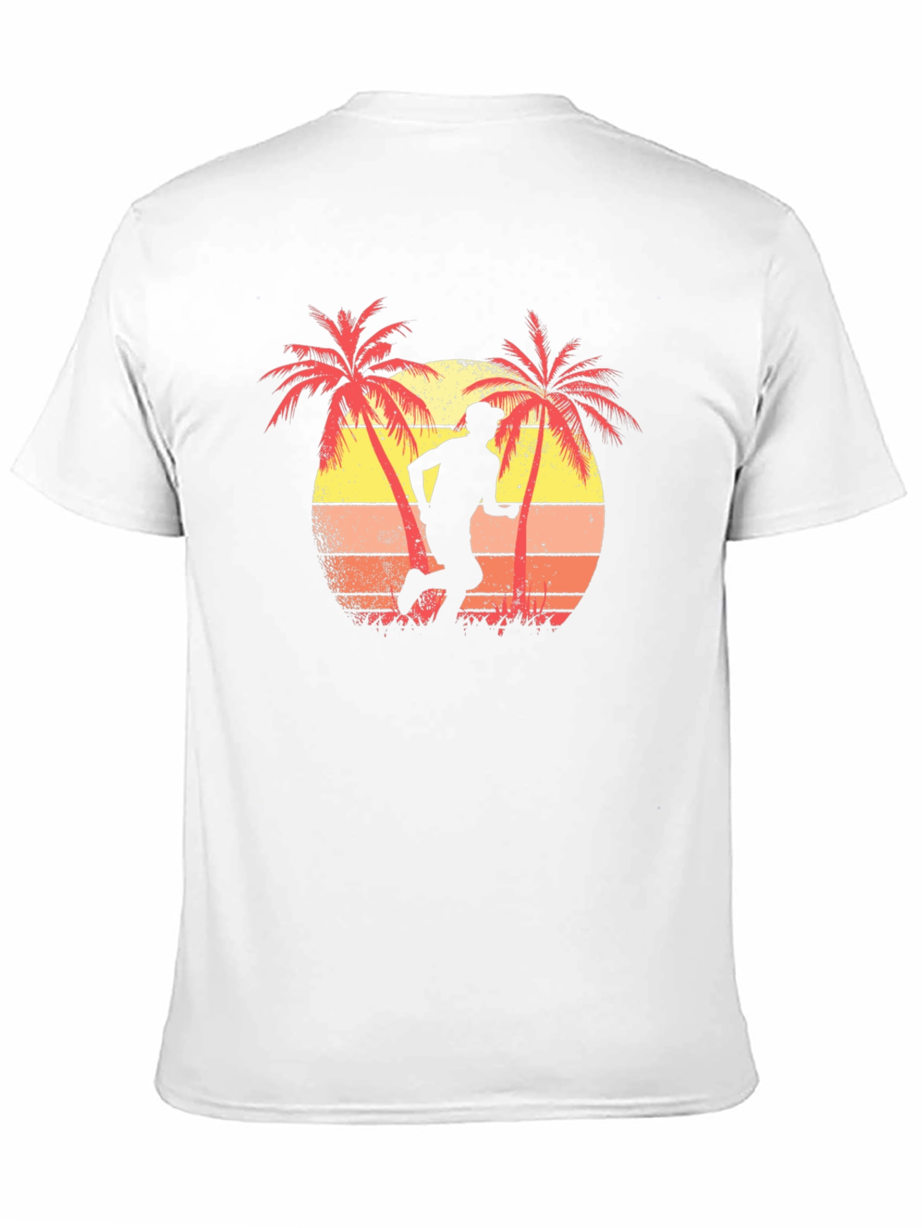 Black Retro Runner T-Shirt - Palm Tree Sunset Design view 11