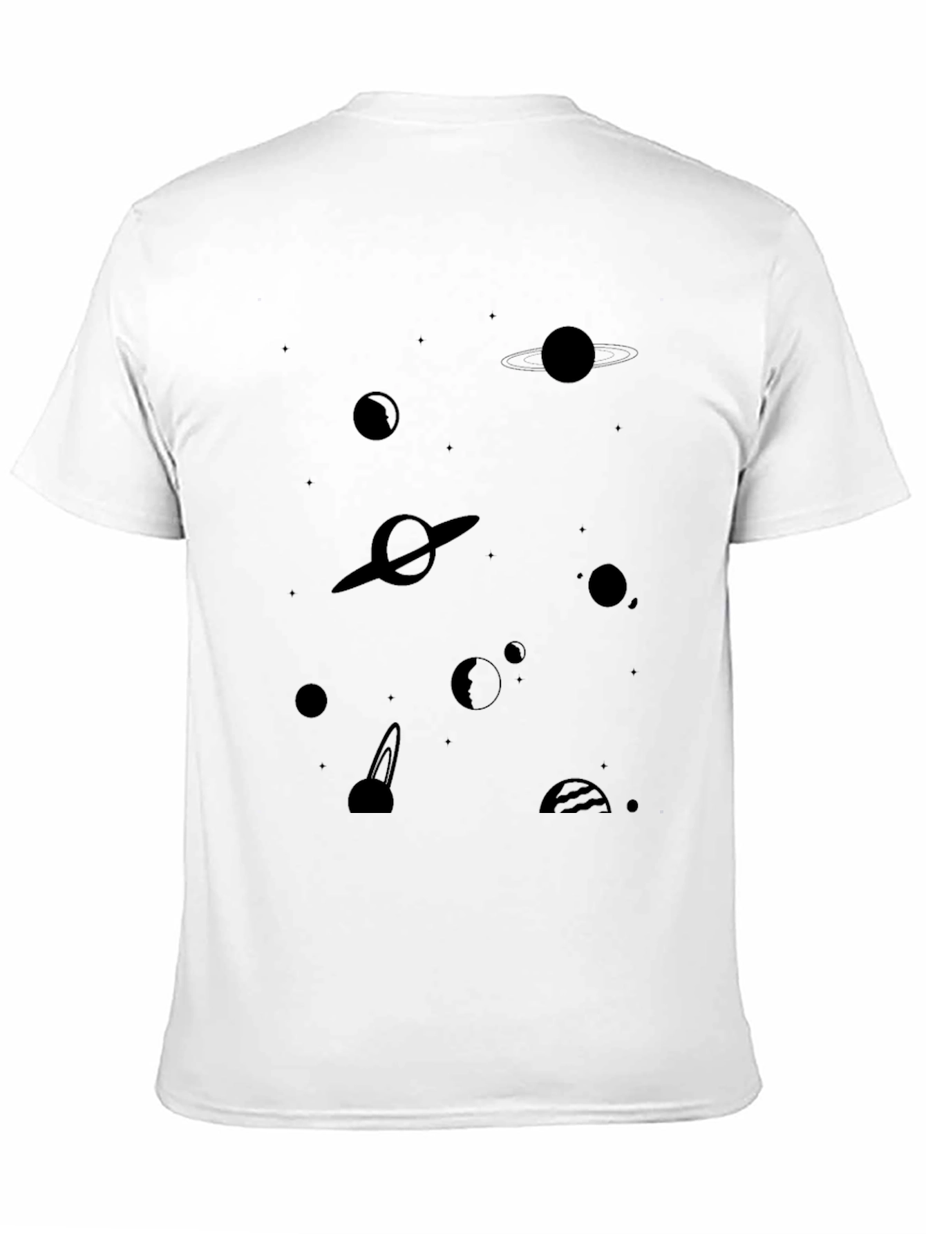 Black Space Planets Graphic Black T-Shirt view 11