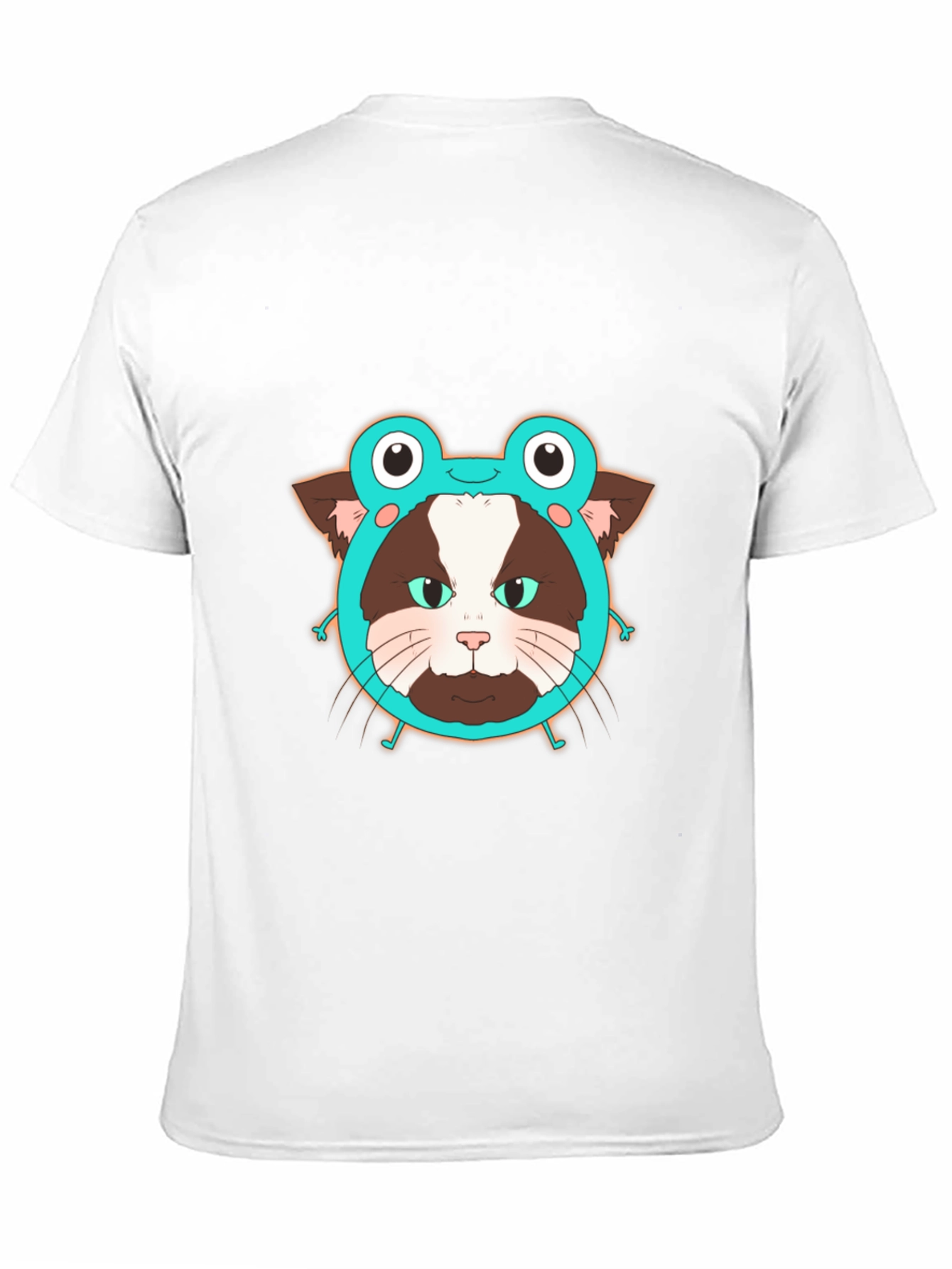 Black Funny Cat in Frog Hat Graphic Tee - Black view 11