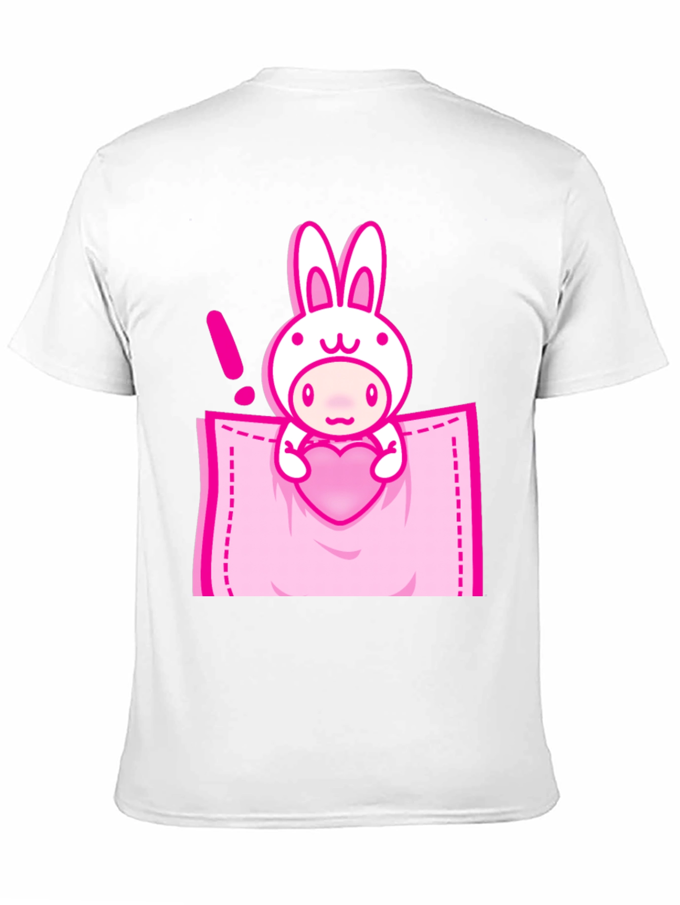 Black Cute Cartoon Rabbit Pocket T-Shirt view 11